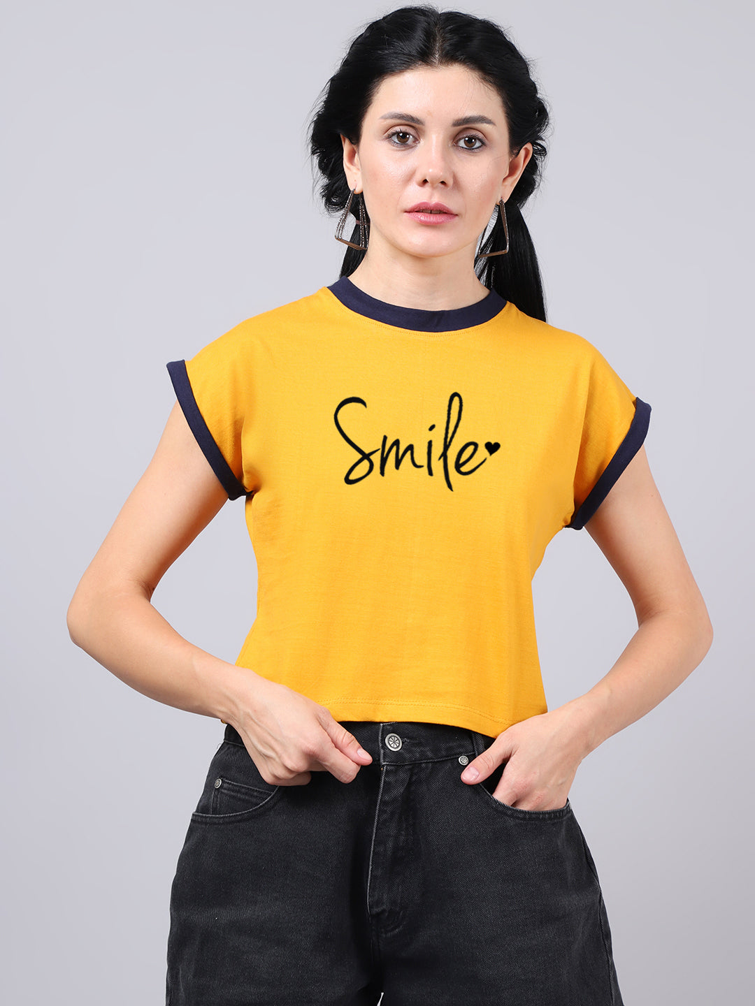 Fbar Women's Smile Printed Cotton T-Shirt - Friskers