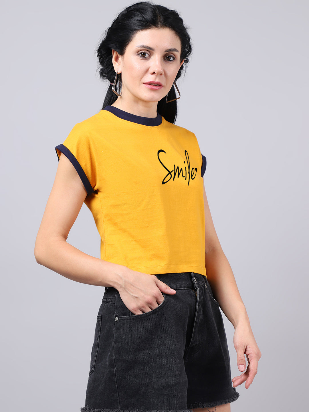 Fbar Women's Smile Printed Cotton T-Shirt - Friskers