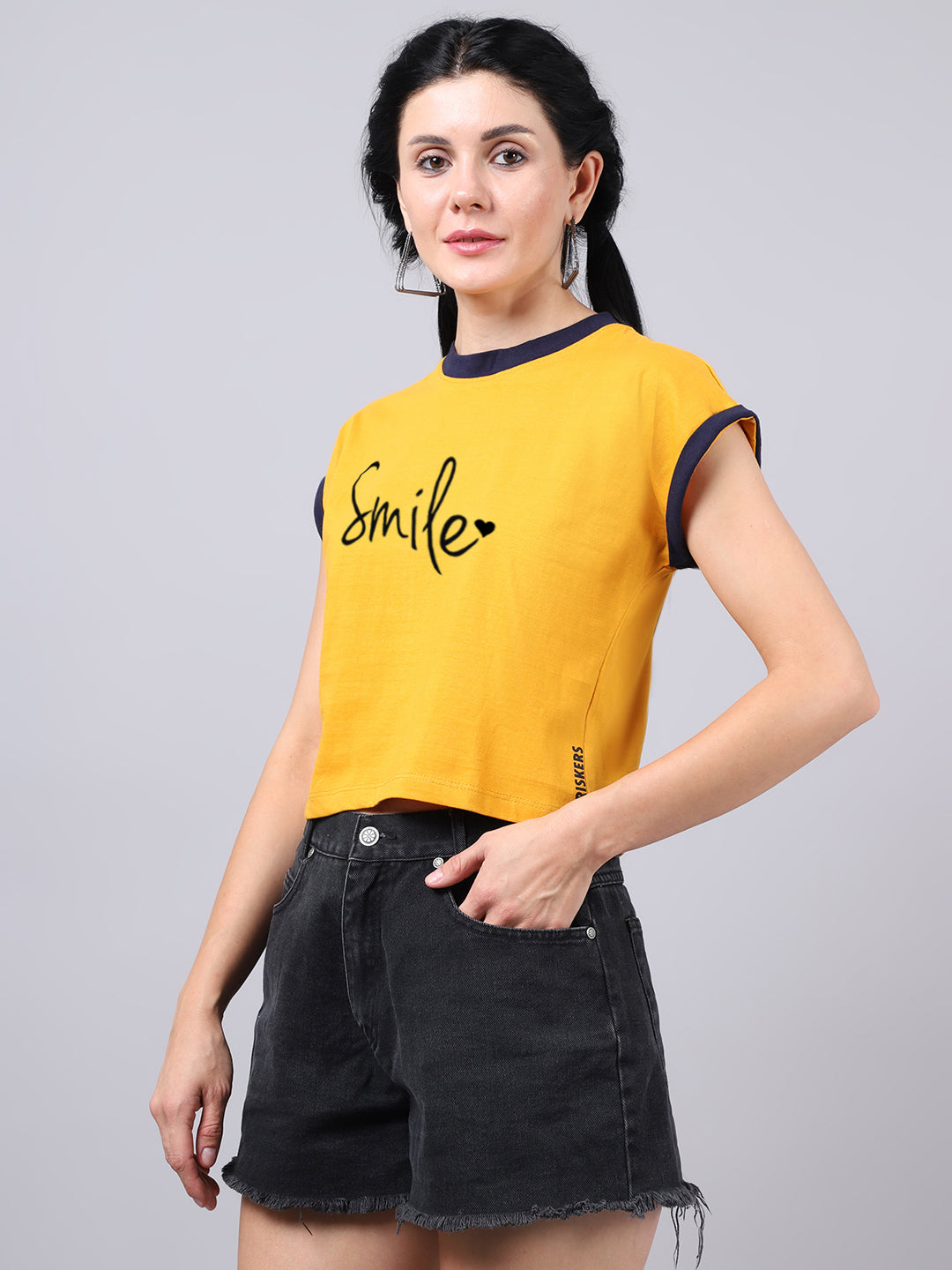 Fbar Women's Smile Printed Cotton T-Shirt - Friskers