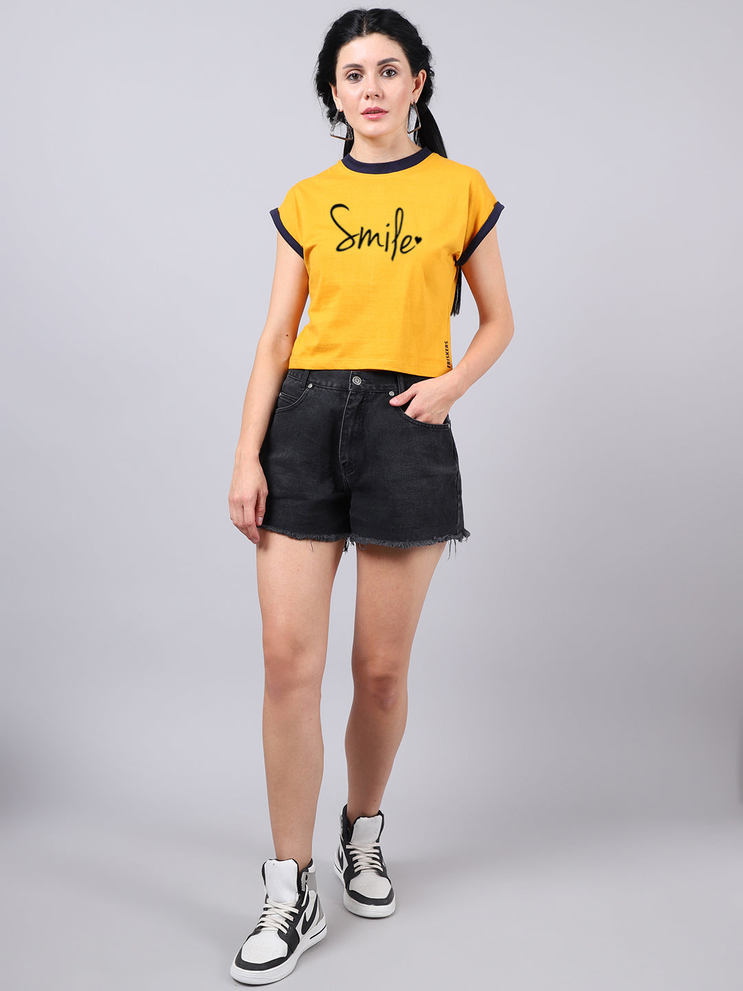 Fbar Women's Smile Printed Cotton T-Shirt - Friskers