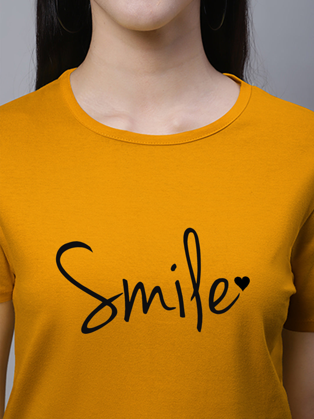 Fbar Women's Smile Printed Cotton T-Shirt with Slit Sleeves - Friskers