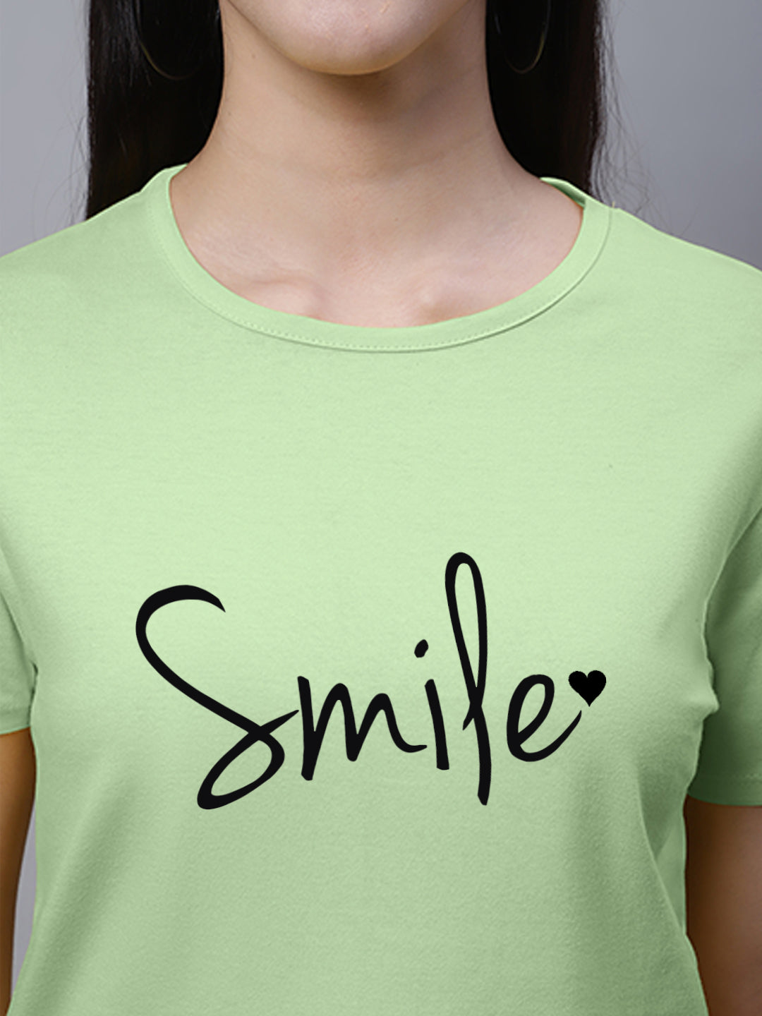 Fbar Women's Smile Printed Cotton T-Shirt with Slit Sleeves - Friskers