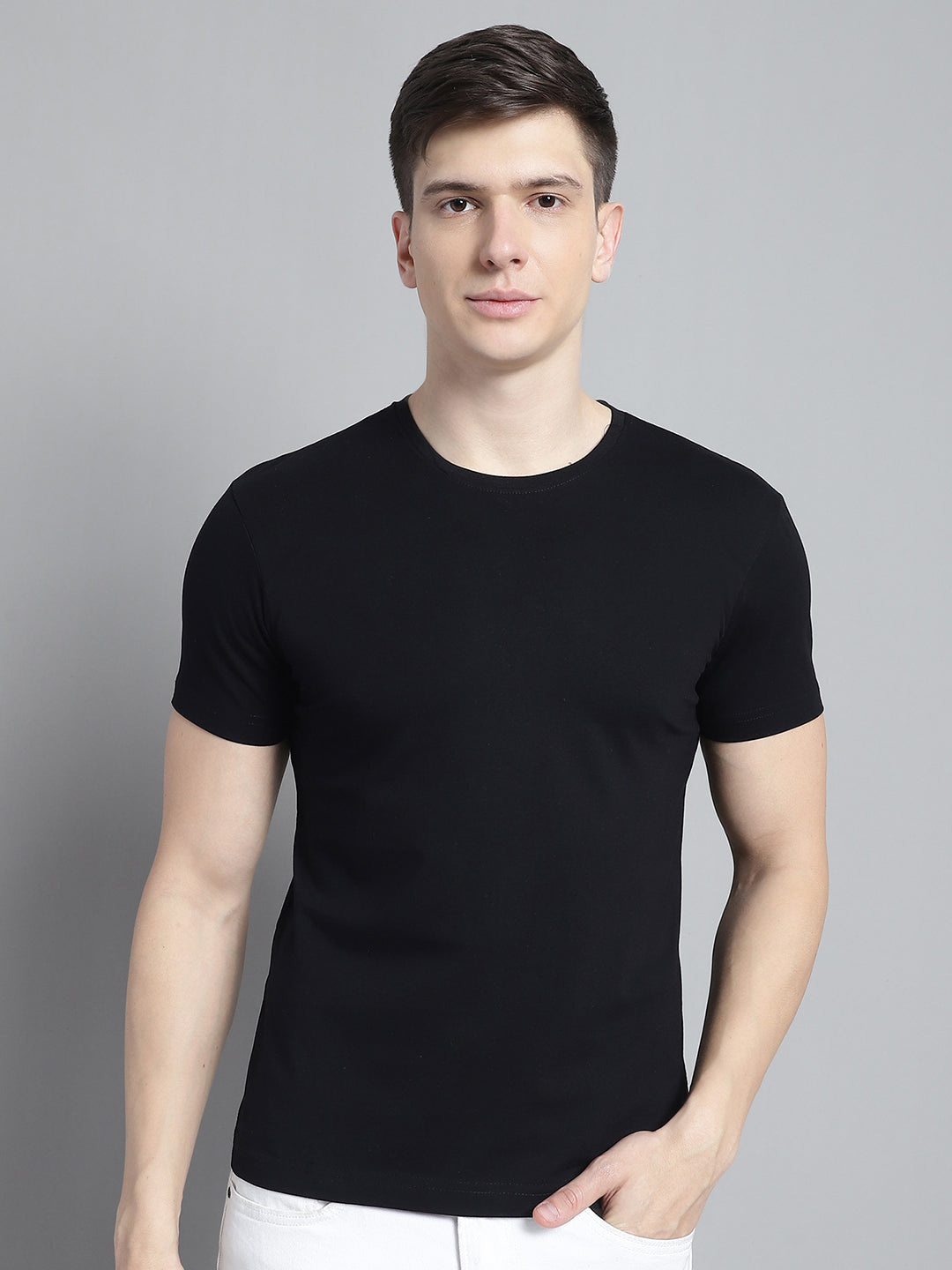 Fbar Solid Half sleeves round neck T-shirt - Friskers