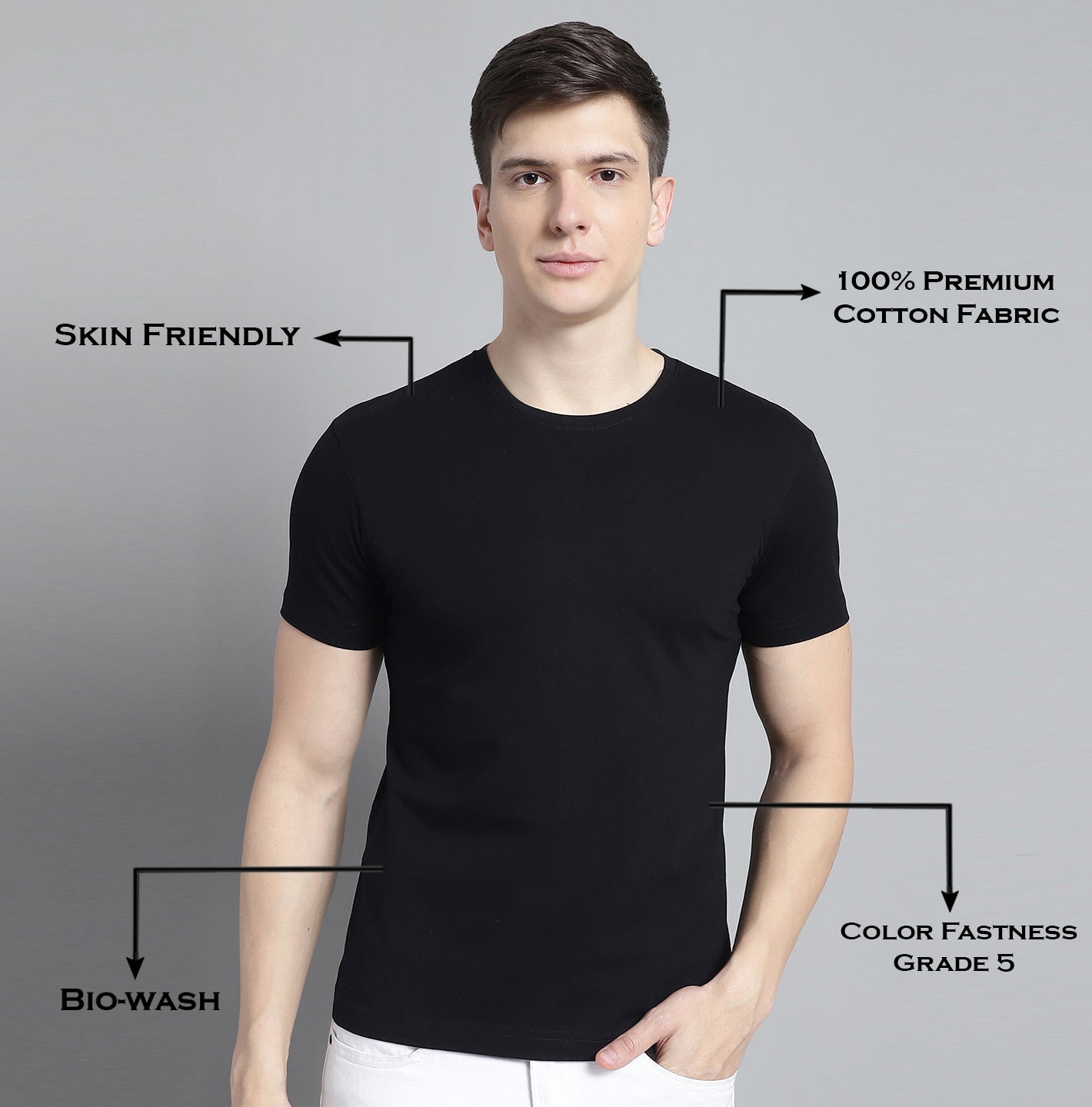 Fbar Solid Half sleeves round neck T-shirt - Friskers