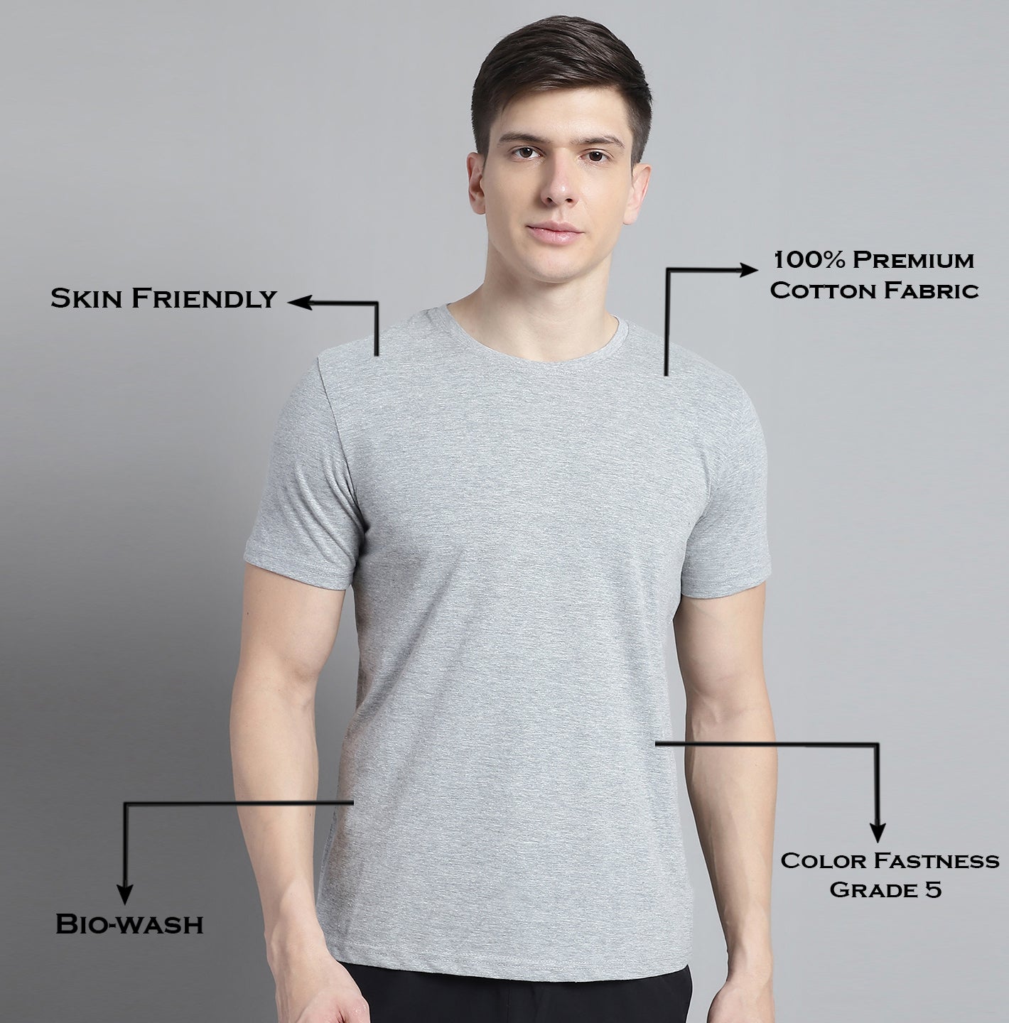 Fbar Solid Half sleeves round neck T-shirt - Friskers