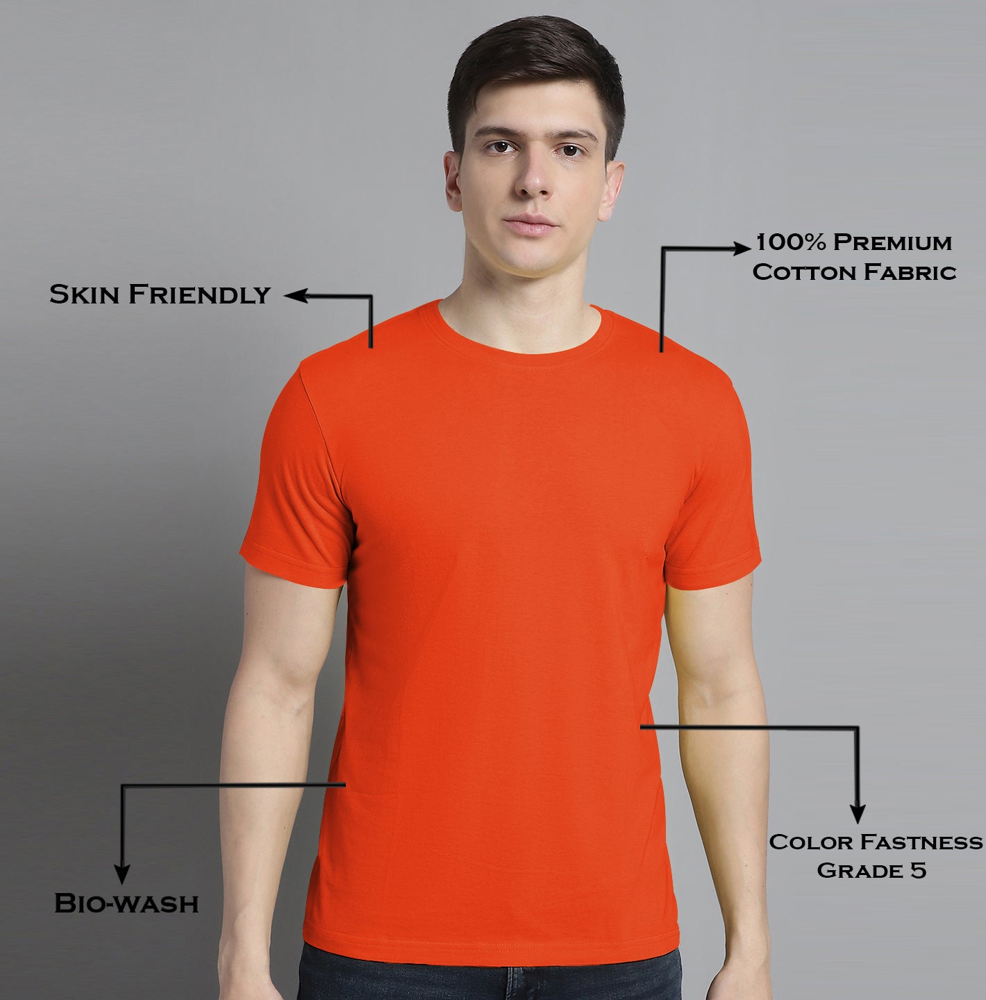 Fbar Solid Half sleeves round neck T-shirt - Friskers