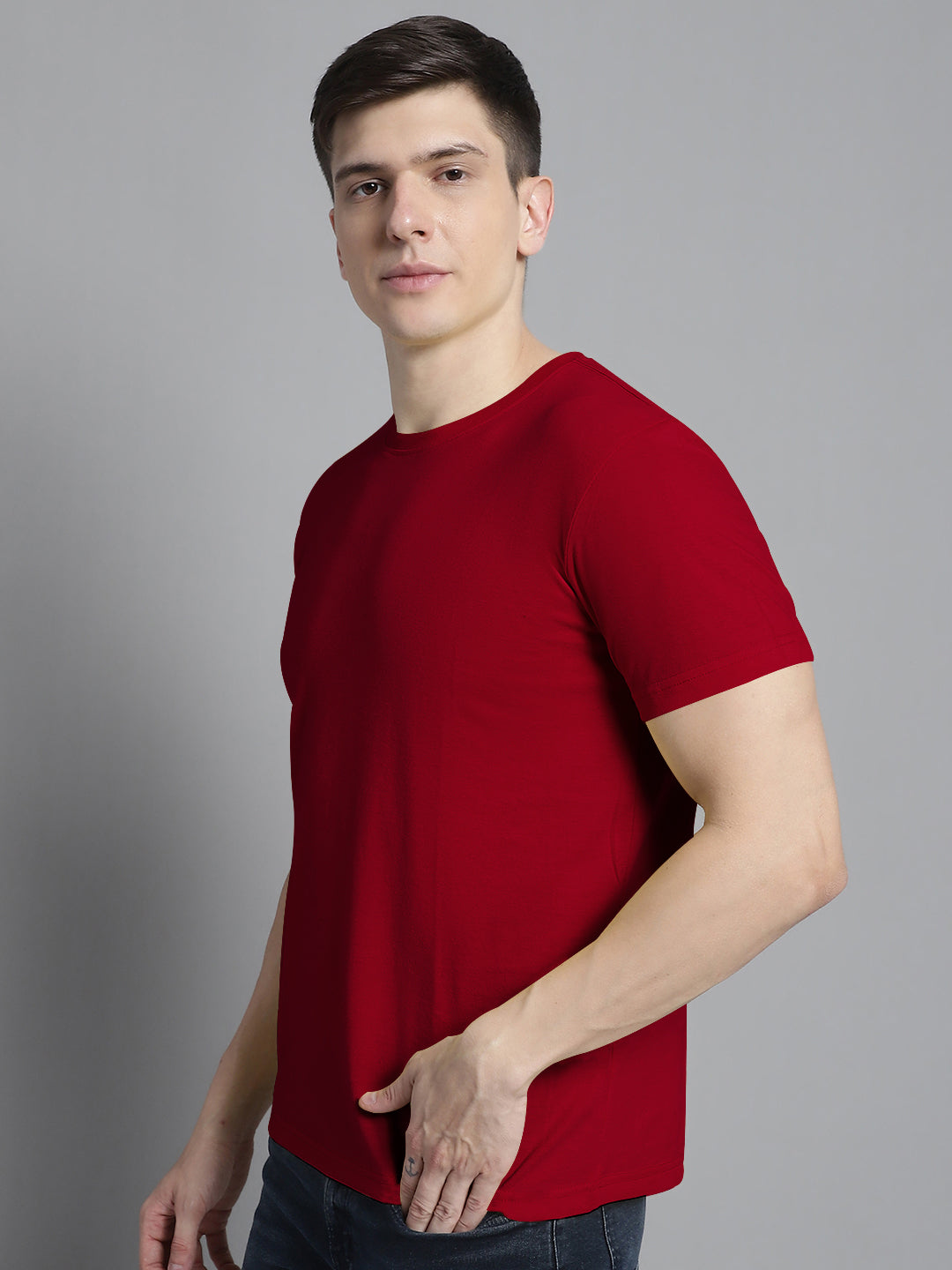 Fbar Solid Half sleeves round neck T-shirt - Friskers