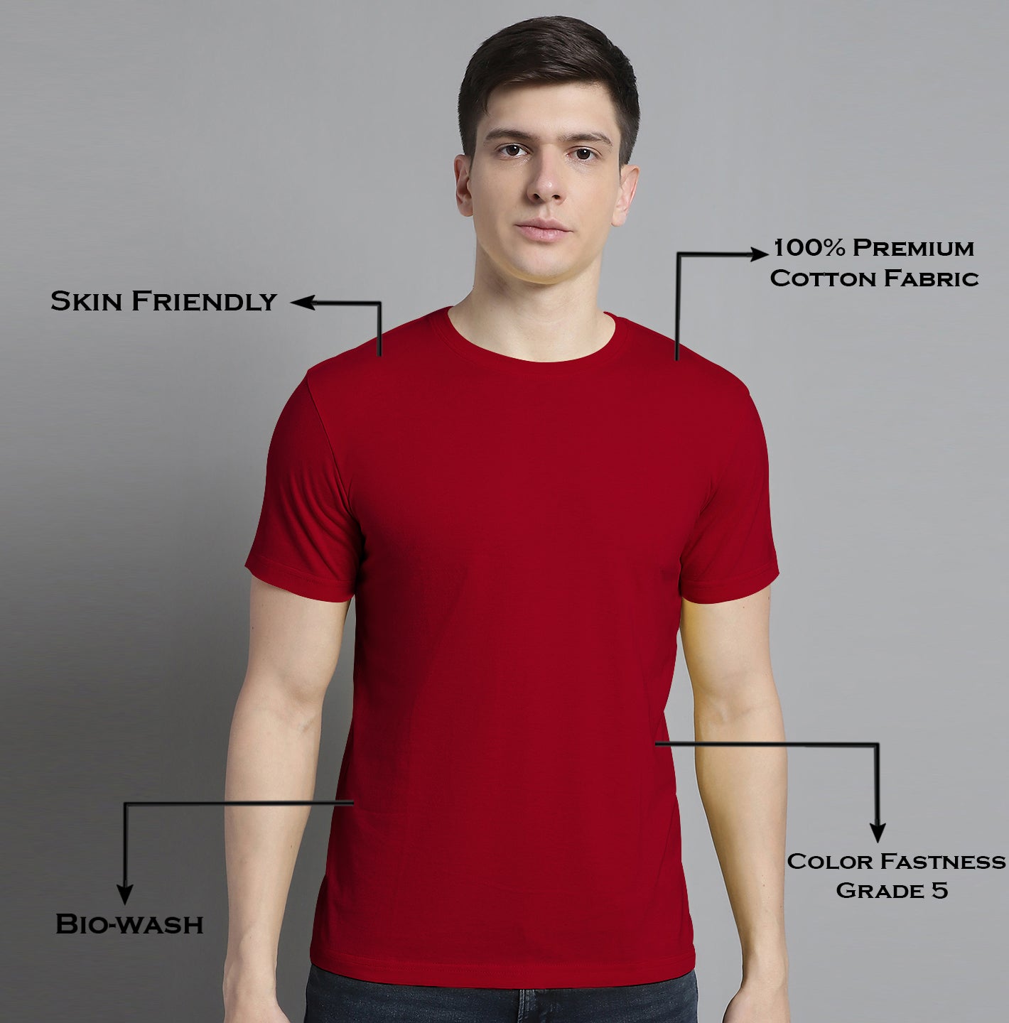 Fbar Solid Half sleeves round neck T-shirt - Friskers