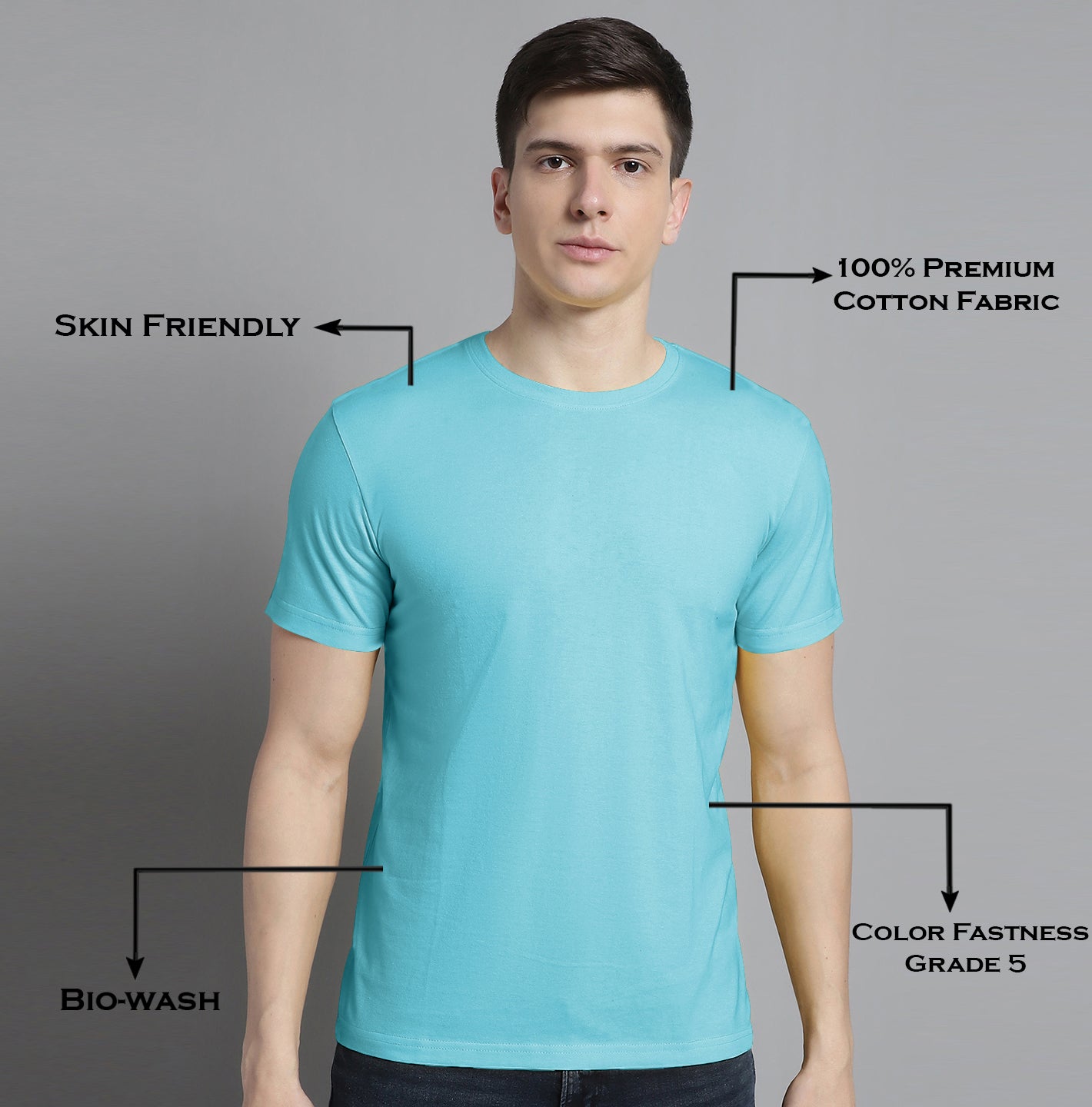 Fbar Solid Half sleeves round neck T-shirt - Friskers