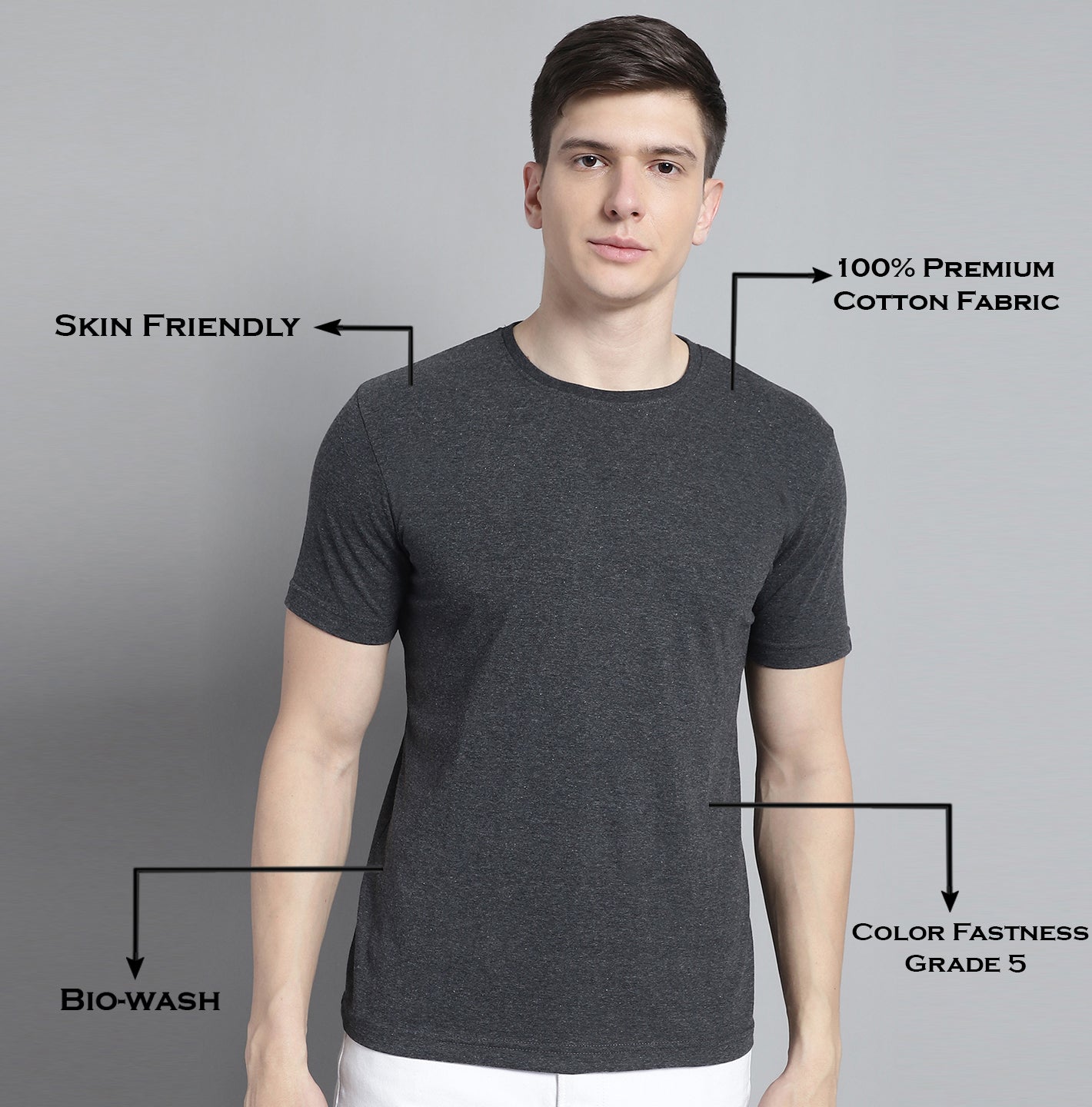 Fbar Solid Half sleeves round neck T-shirt - Friskers