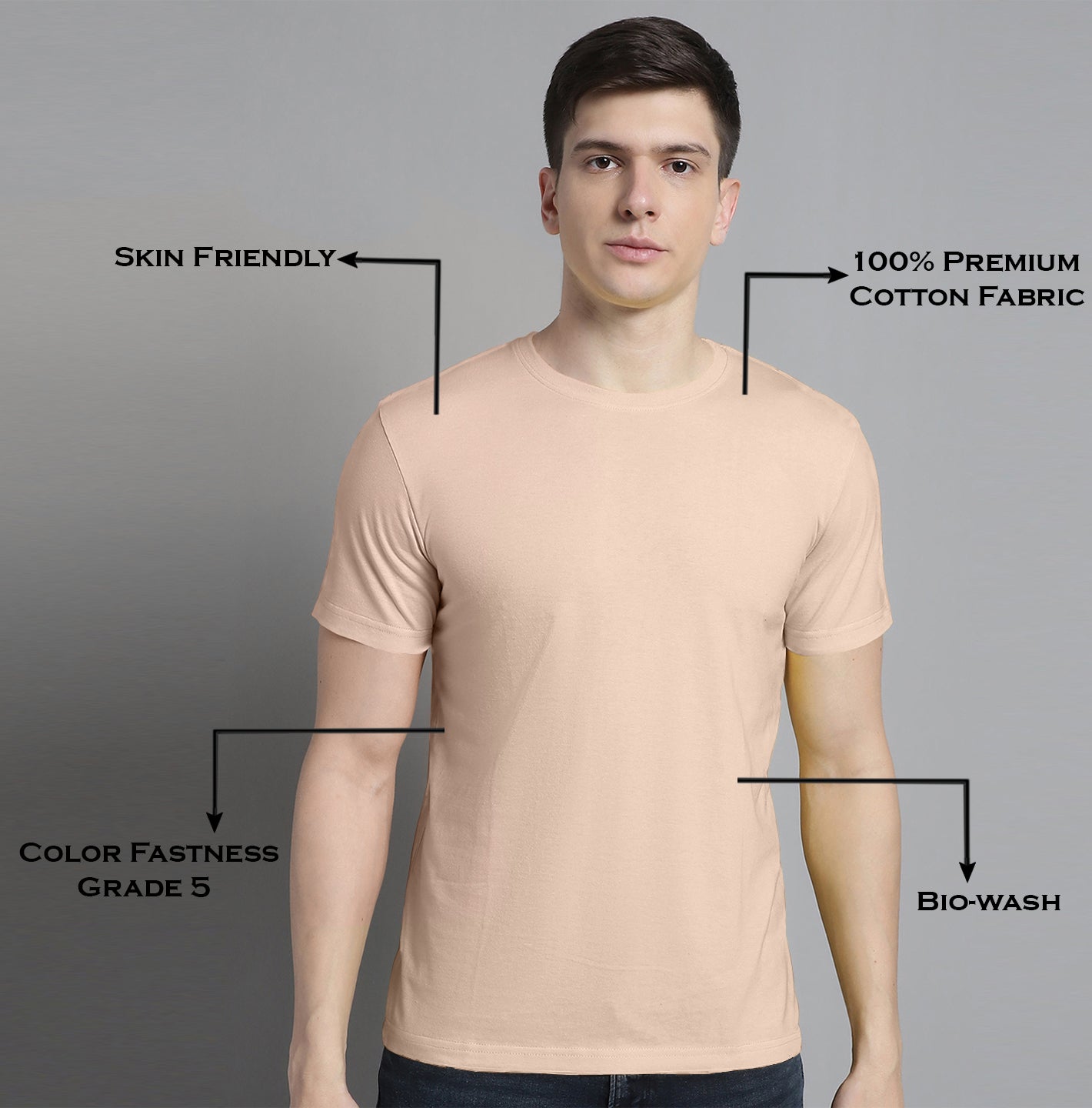 Fbar Solid Half sleeves round neck T-shirt - Friskers