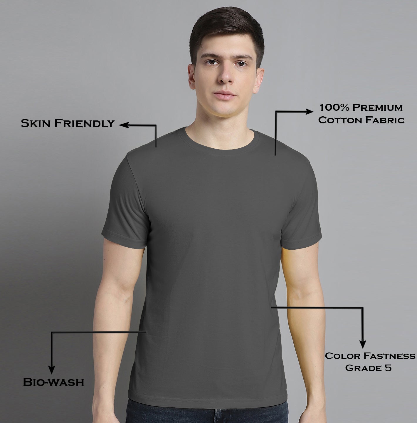 Fbar Solid Half sleeves round neck T-shirt - Friskers