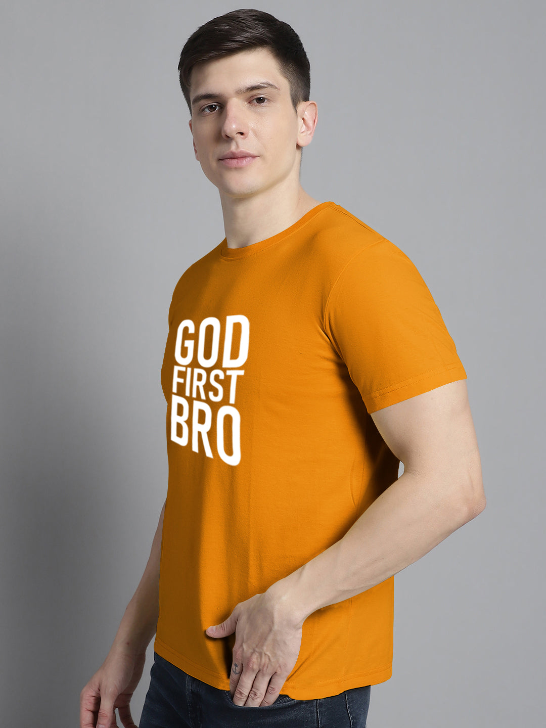 Fbar God First Bro Cotton Round Neck T-Shirt - Friskers