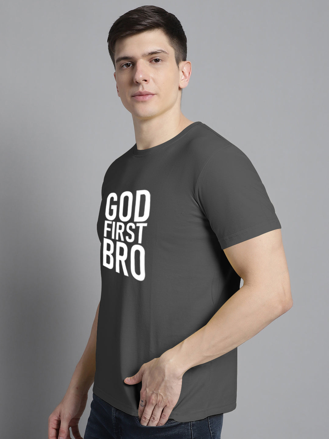Fbar God First Bro Cotton Round Neck T-Shirt - Friskers