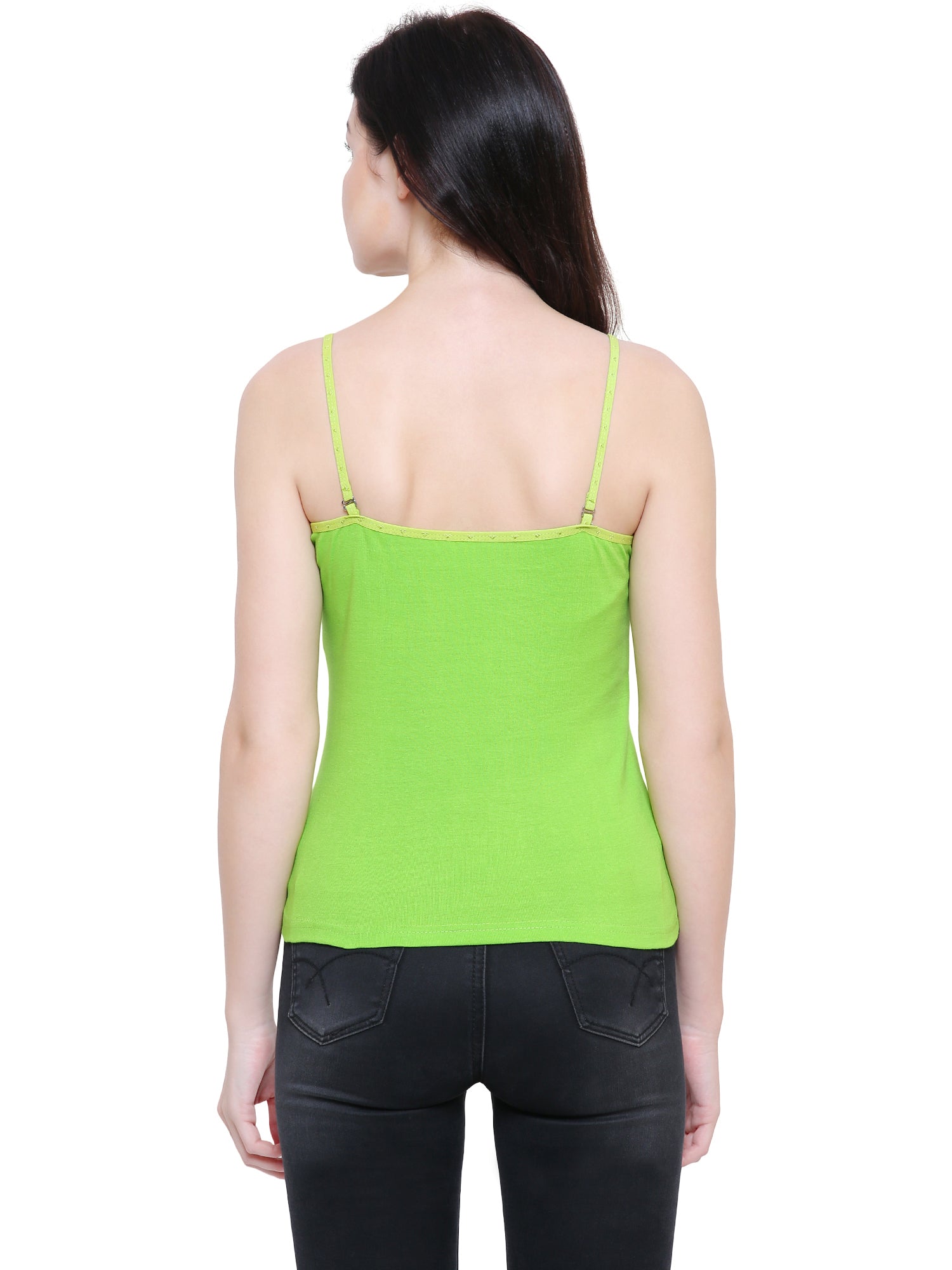 Women Solid Cotton Antibacterial Colour Spaghetti Straps Camisole - Friskers