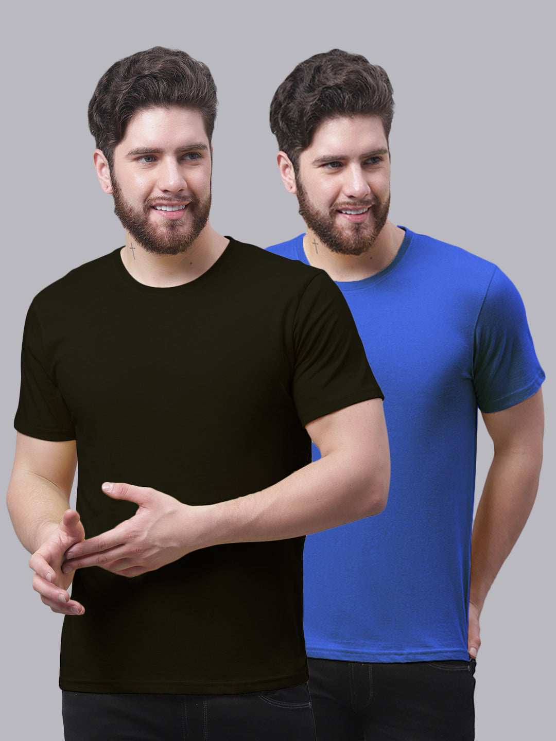 Men's Pack Of 2 Pure Cotton Half Sleeve T-shirt - Friskers