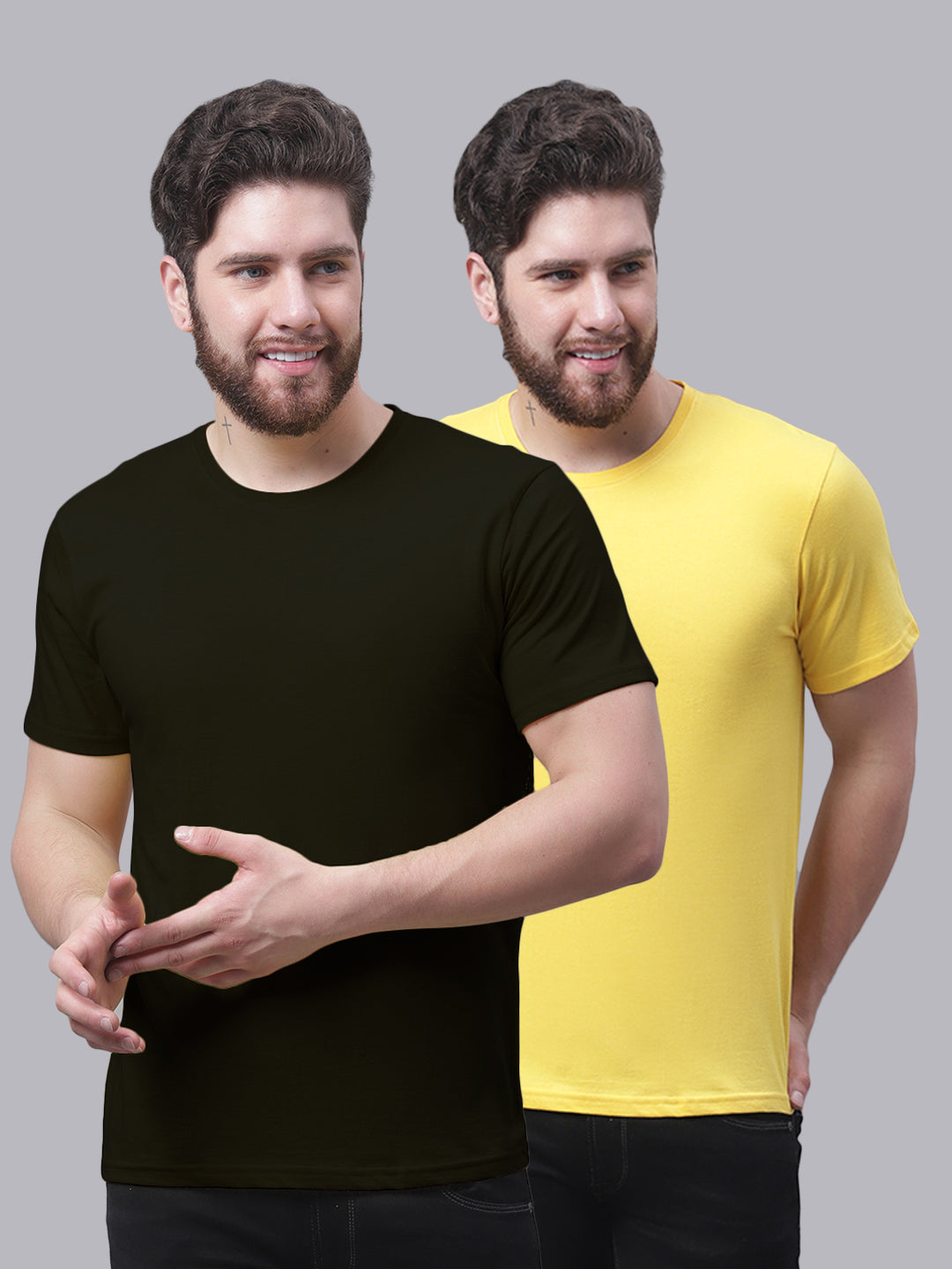 Men's Pack Of 2 Pure Cotton Half Sleeve T-shirt - Friskers