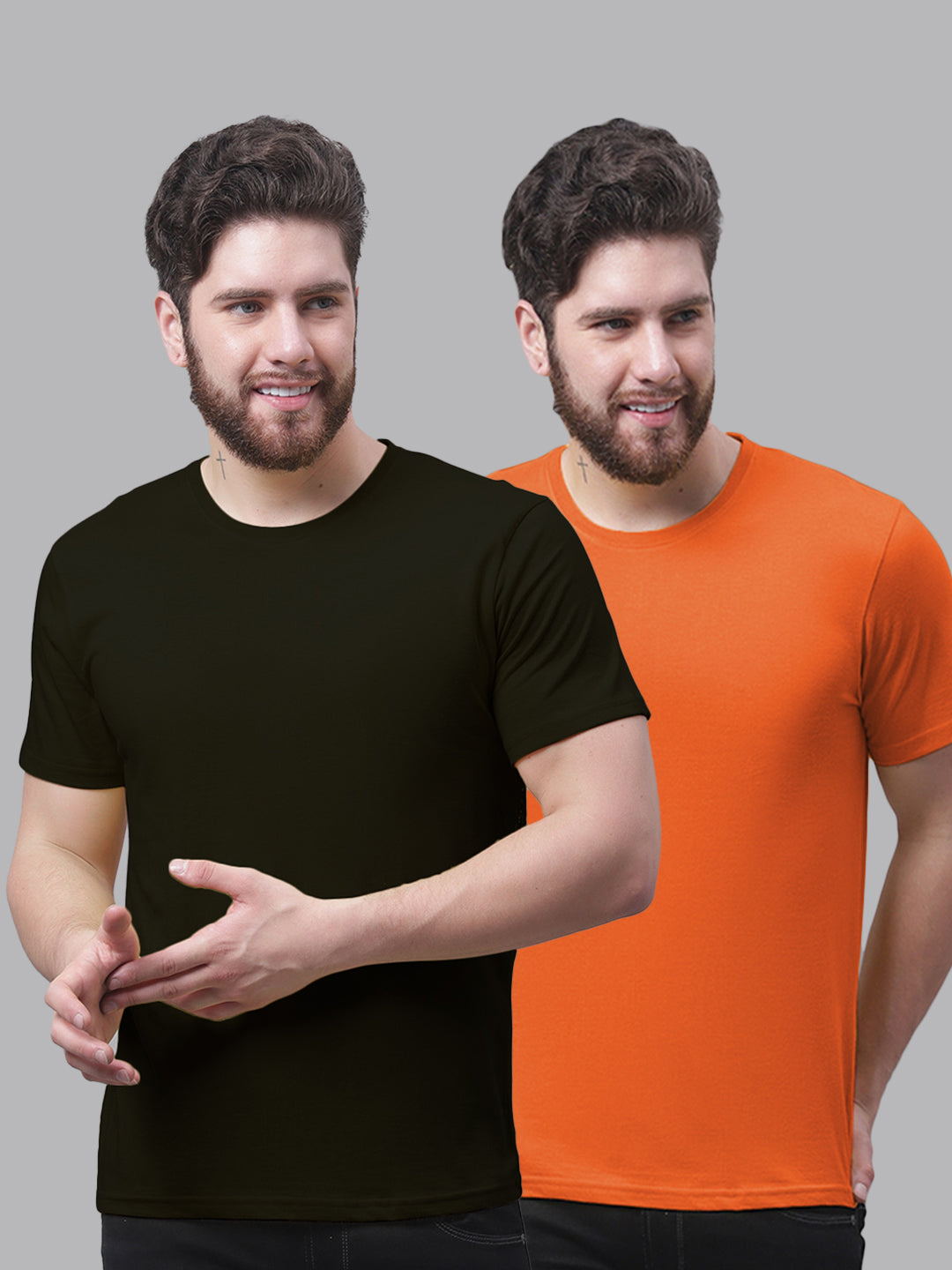 Men's Pack Of 2 Pure Cotton Half Sleeve T-shirt - Friskers