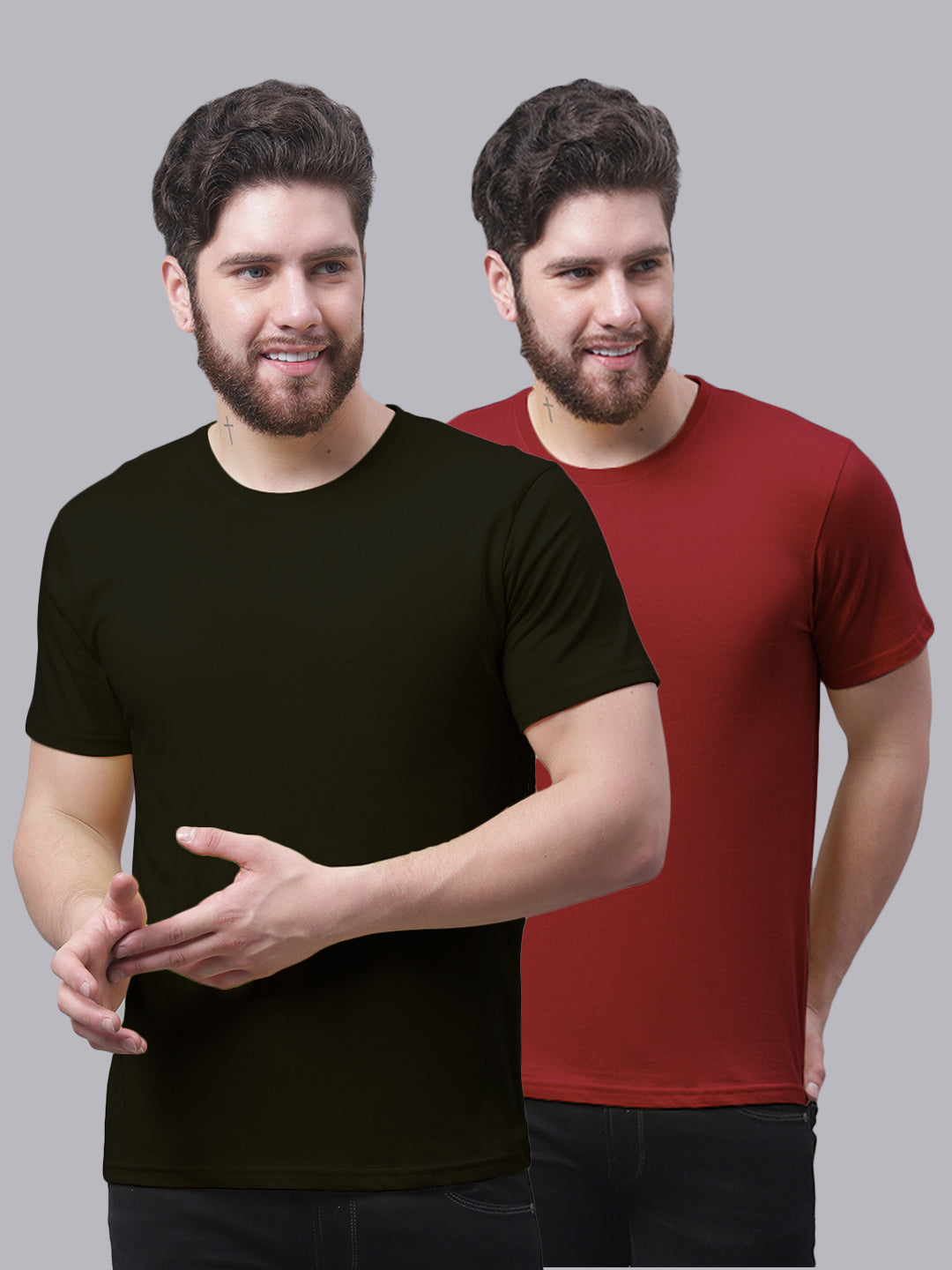 Men's Pack Of 2 Pure Cotton Half Sleeve T-shirt - Friskers