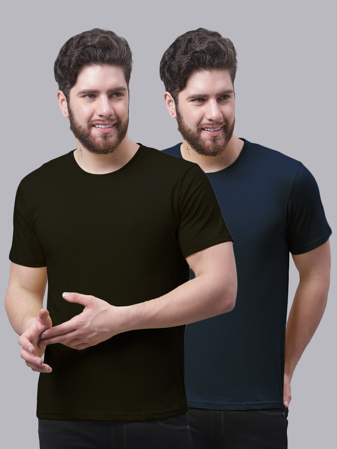 Men's Pack Of 2 Pure Cotton Half Sleeve T-shirt - Friskers