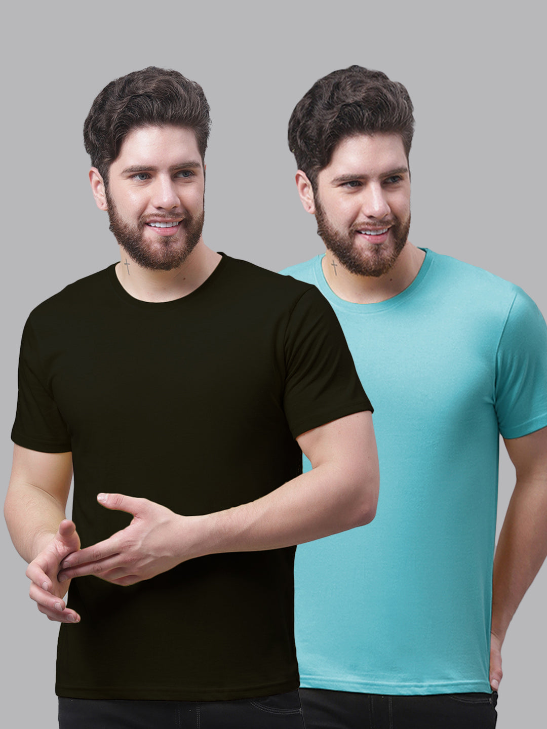 Men's Pack Of 2 Pure Cotton Half Sleeve T-shirt - Friskers