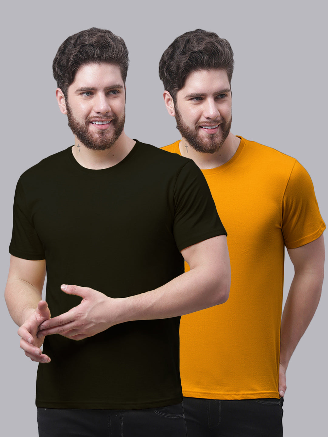 Men's Pack Of 2 Pure Cotton Half Sleeve T-shirt - Friskers