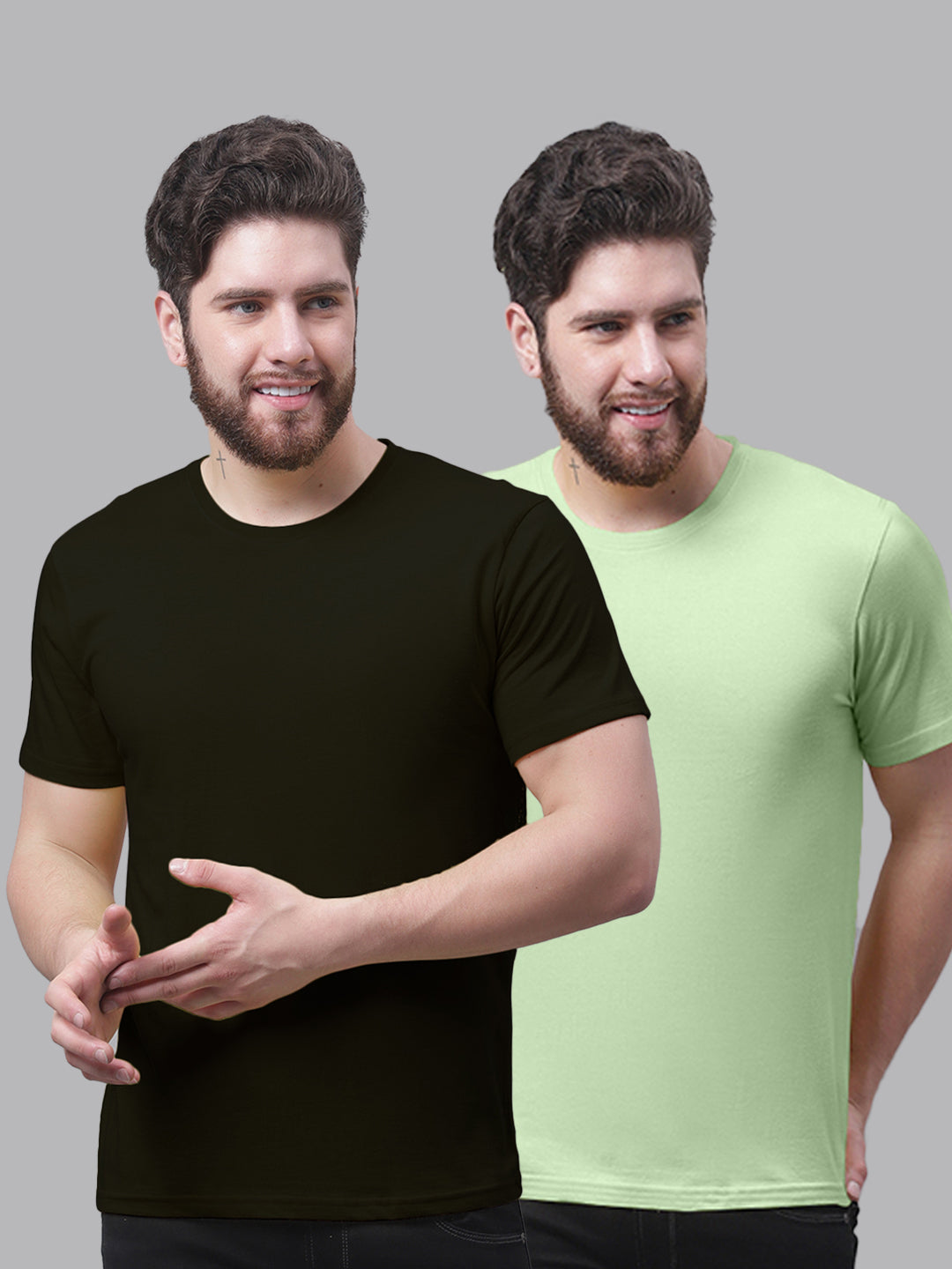 Men's Pack Of 2 Pure Cotton Half Sleeve T-shirt - Friskers