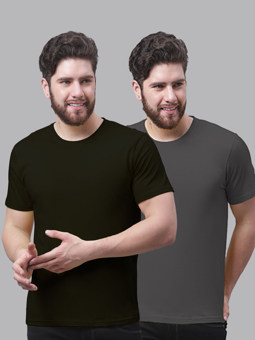 Men's Pack Of 2 Pure Cotton Half Sleeve T-shirt - Friskers