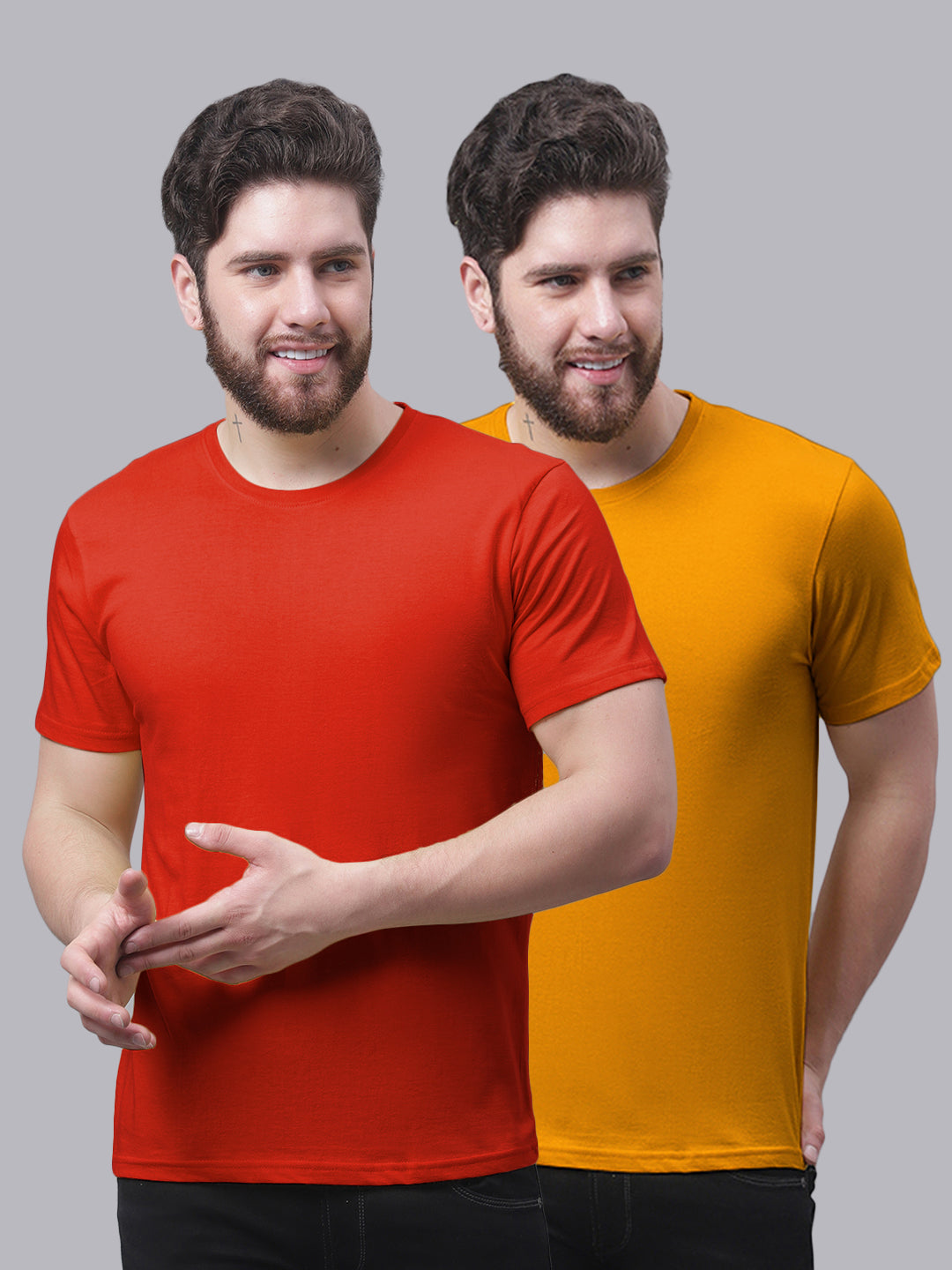 Men's Pack Of 2 Pure Cotton Half Sleeve T-shirt - Friskers