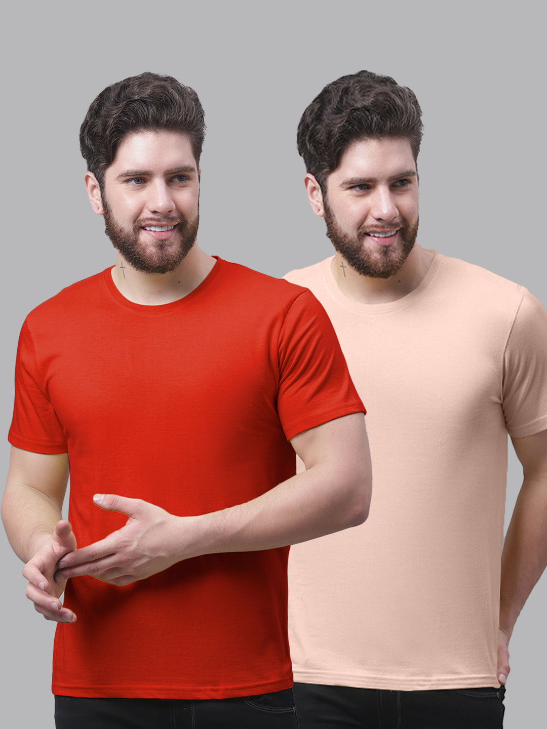 Men's Pack Of 2 Pure Cotton Half Sleeve T-shirt - Friskers