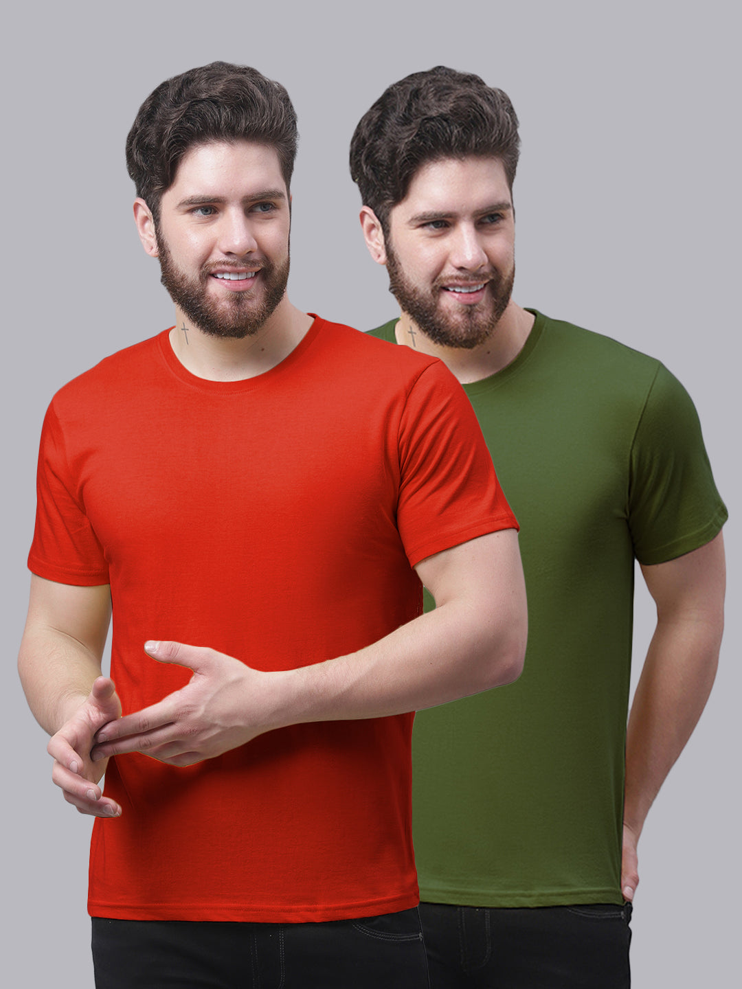 Men's Pack Of 2 Pure Cotton Half Sleeve T-shirt - Friskers