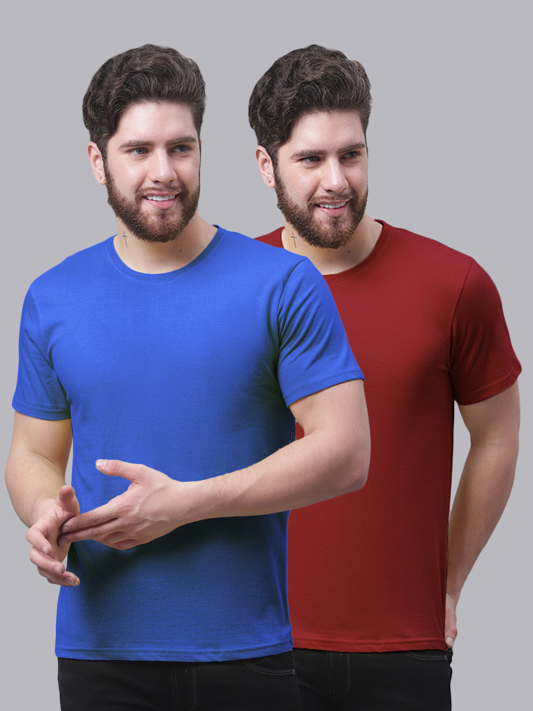 Men's Pack Of 2 Pure Cotton Half Sleeve T-shirt - Friskers