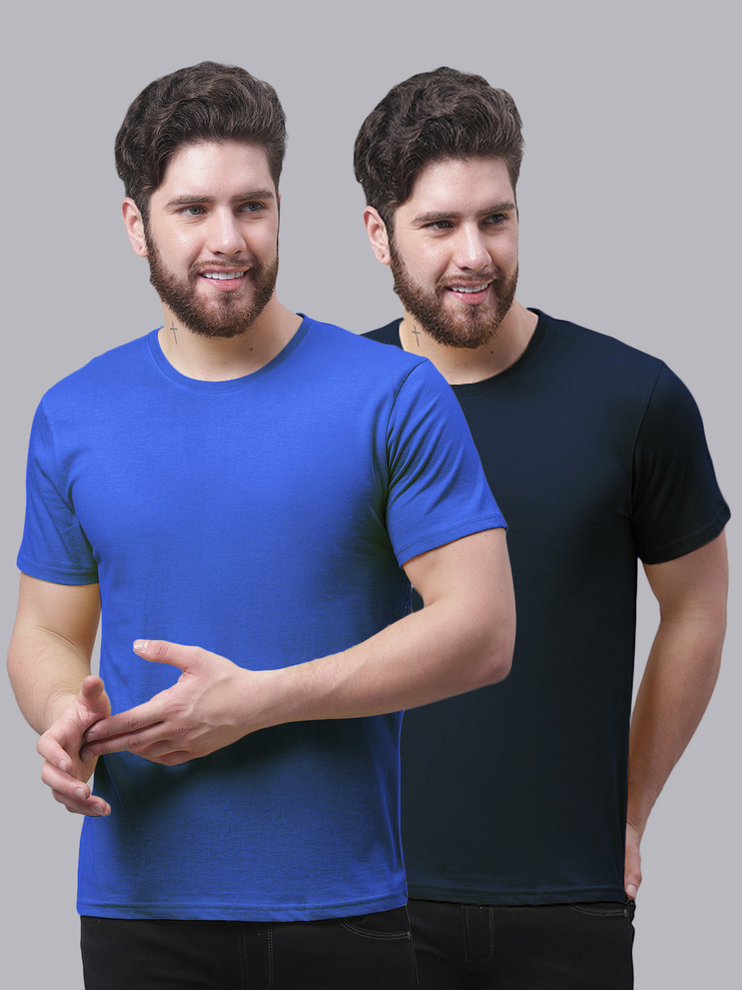 Men's Pack Of 2 Pure Cotton Half Sleeve T-shirt - Friskers