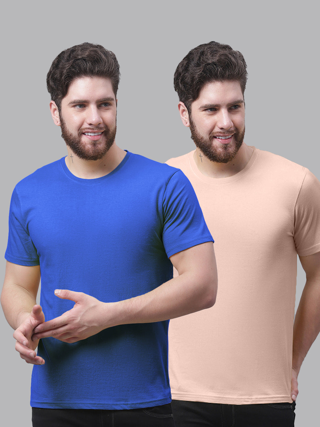 Men's Pack Of 2 Pure Cotton Half Sleeve T-shirt - Friskers