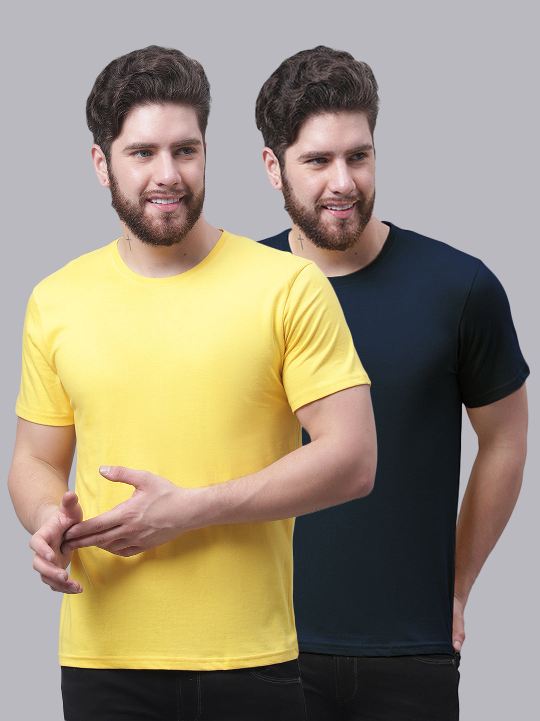 Men's Pack Of 2 Pure Cotton Half Sleeve T-shirt - Friskers