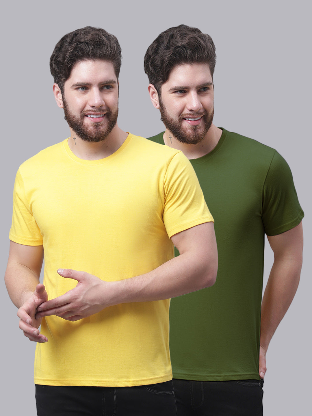 Men's Pack Of 2 Pure Cotton Half Sleeve T-shirt - Friskers