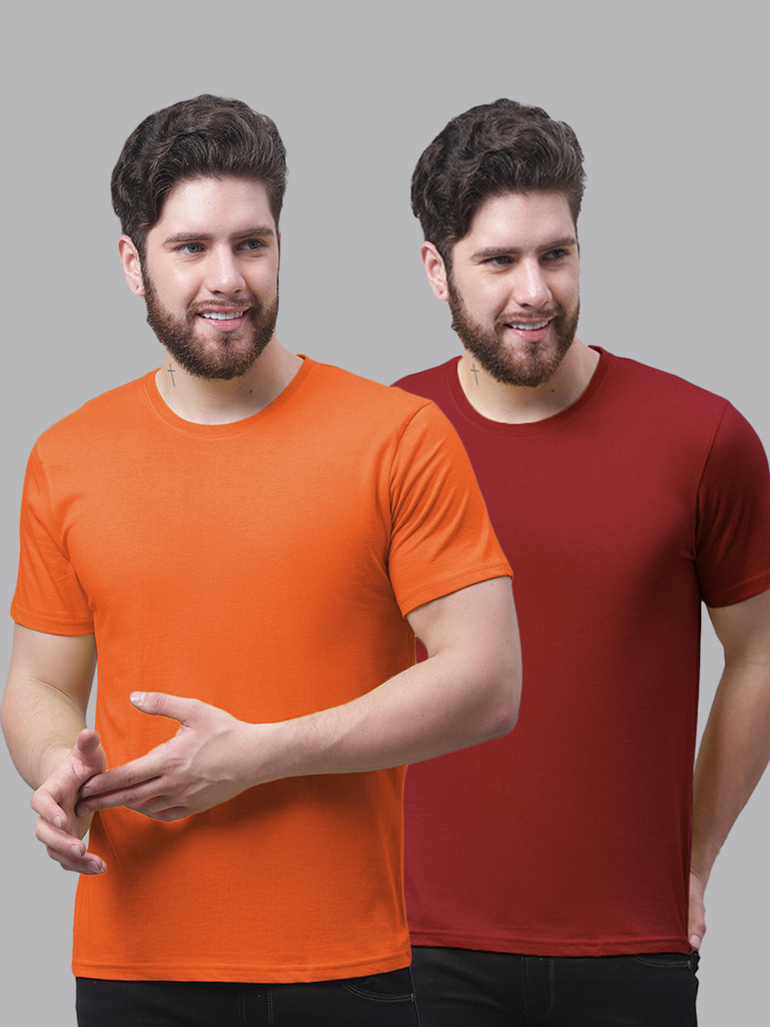 Men's Pack Of 2 Pure Cotton Half Sleeve T-shirt - Friskers