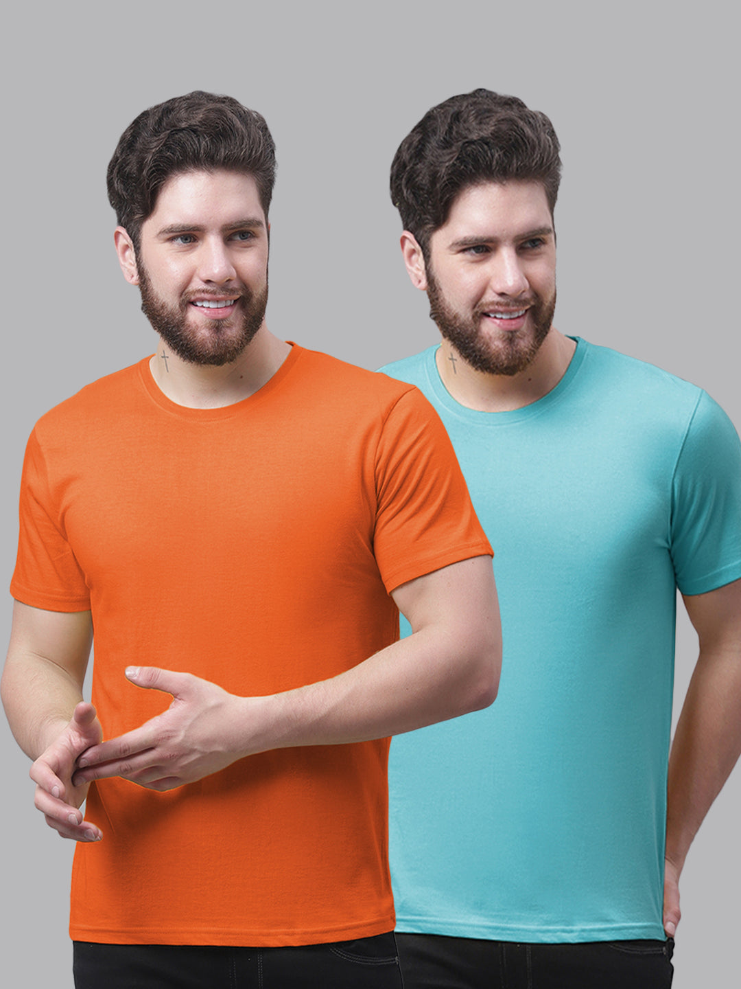Men's Pack Of 2 Pure Cotton Half Sleeve T-shirt - Friskers