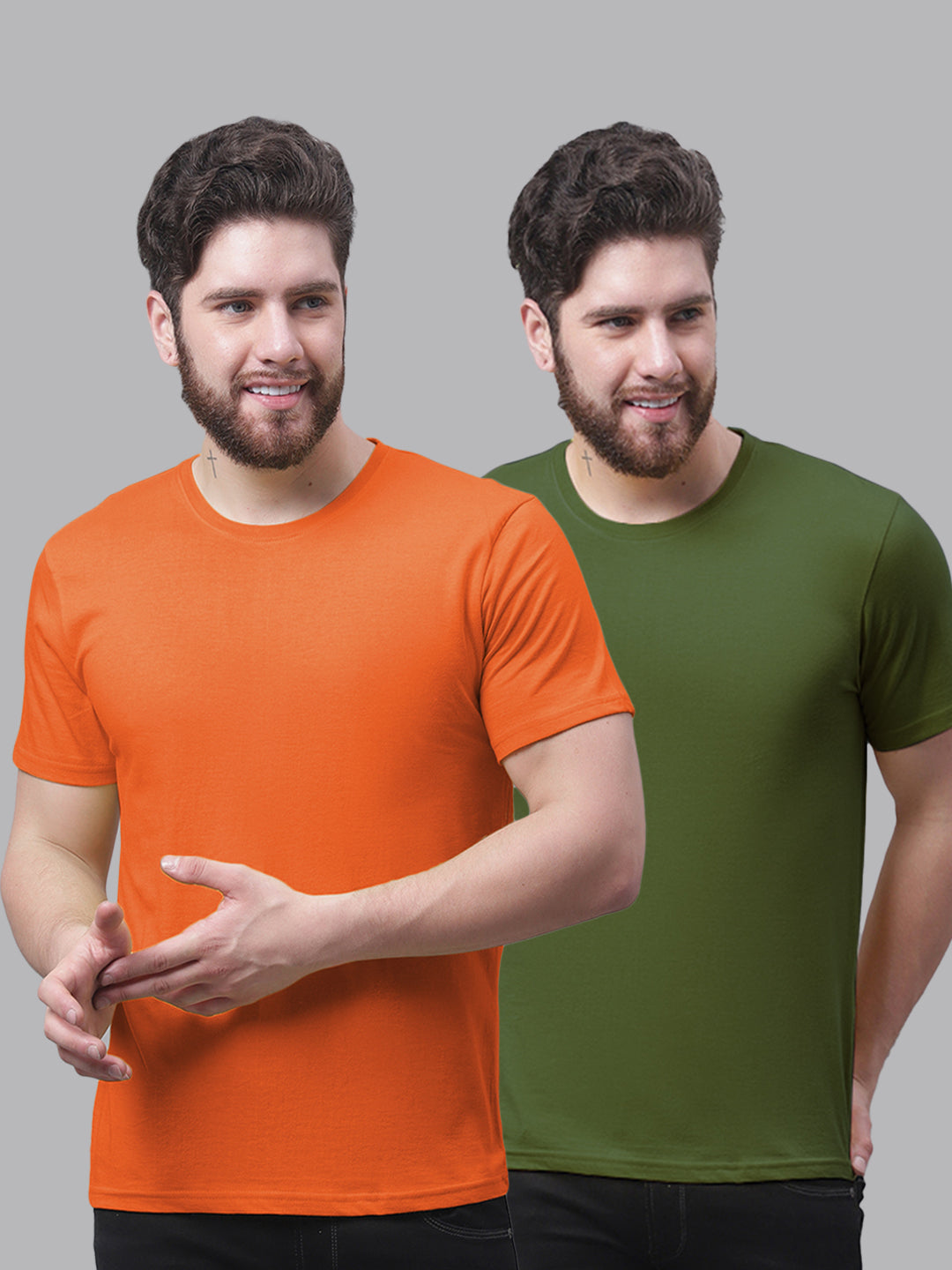 Men's Pack Of 2 Pure Cotton Half Sleeve T-shirt - Friskers