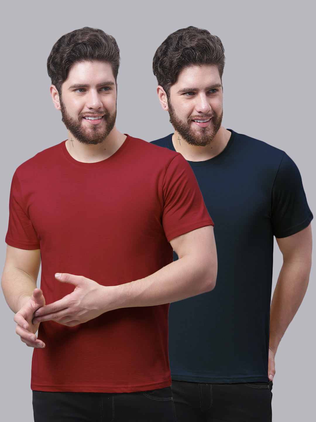 Men's Pack Of 2 Pure Cotton Half Sleeve T-shirt - Friskers