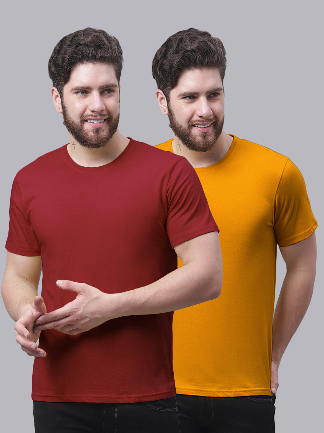 Men's Pack Of 2 Pure Cotton Half Sleeve T-shirt - Friskers