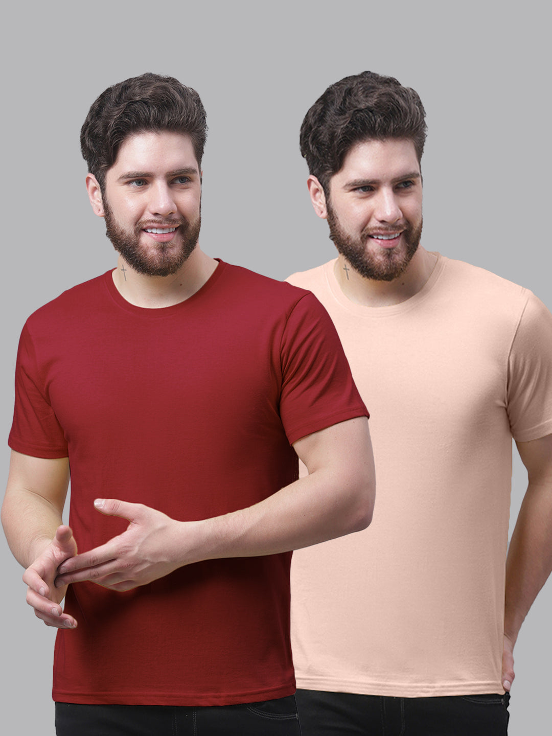 Men's Pack Of 2 Pure Cotton Half Sleeve T-shirt - Friskers