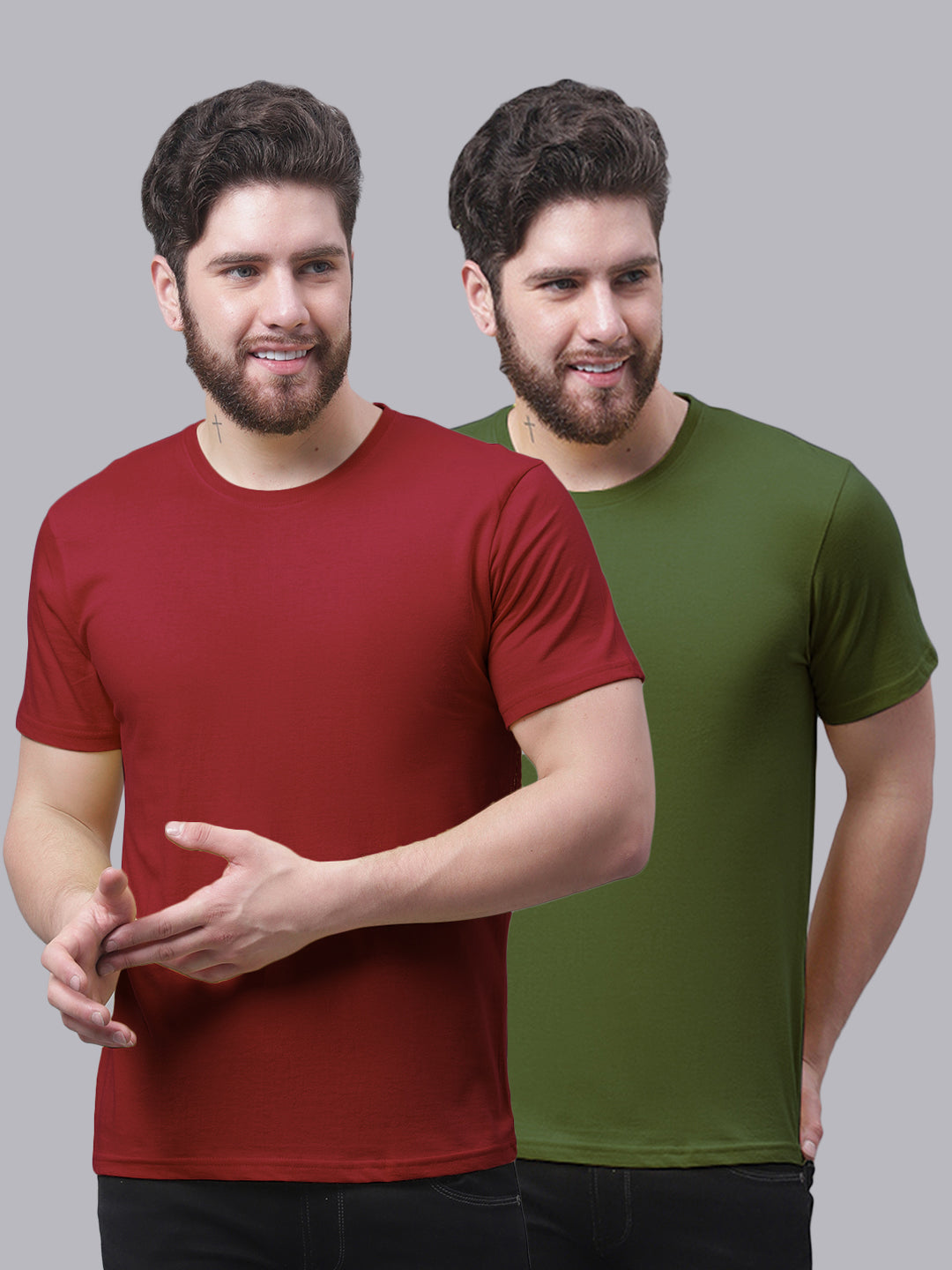 Men's Pack Of 2 Pure Cotton Half Sleeve T-shirt - Friskers