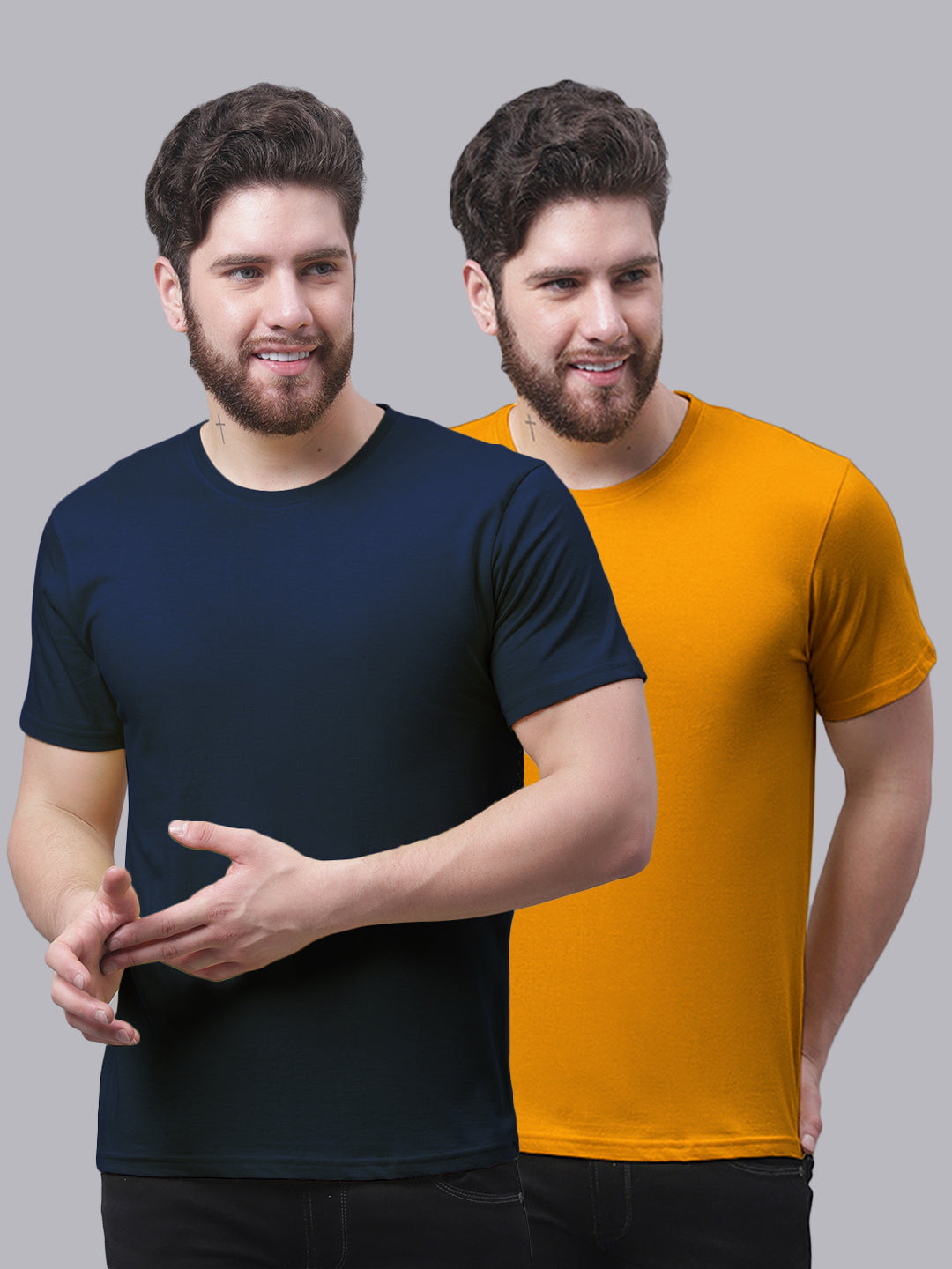 Men's Pack Of 2 Pure Cotton Half Sleeve T-shirt - Friskers