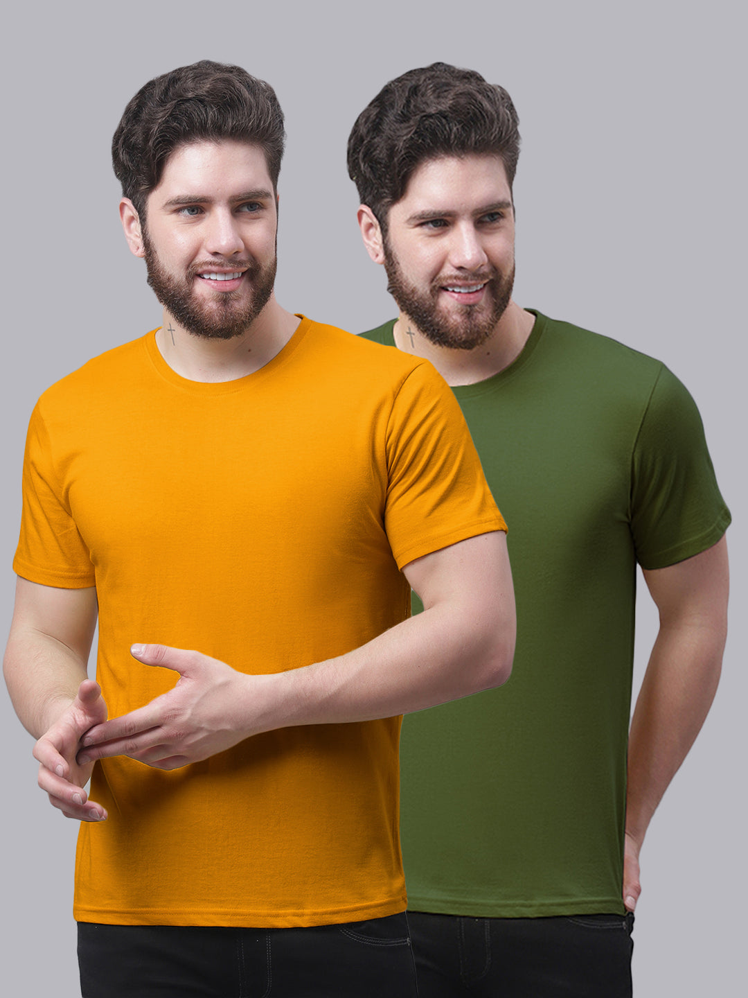 Men's Pack Of 2 Pure Cotton Half Sleeve T-shirt - Friskers