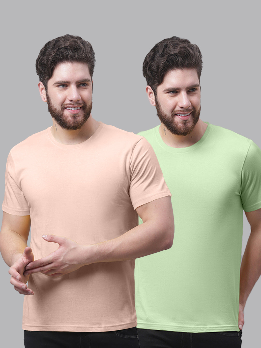 Men's Pack Of 2 Pure Cotton Half Sleeve T-shirt - Friskers