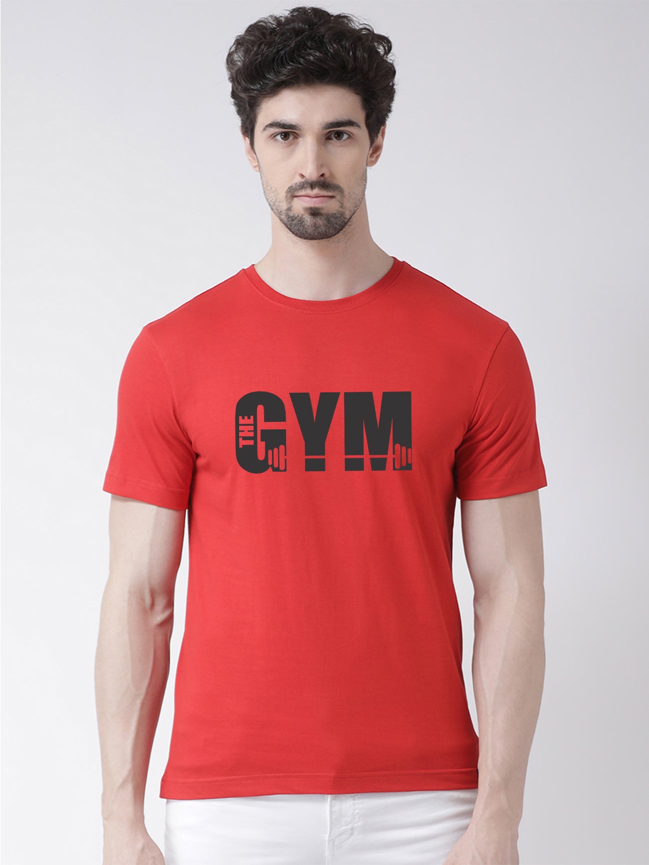 GYM Printed Round Neck Half Sleeves T-shirt - Friskers
