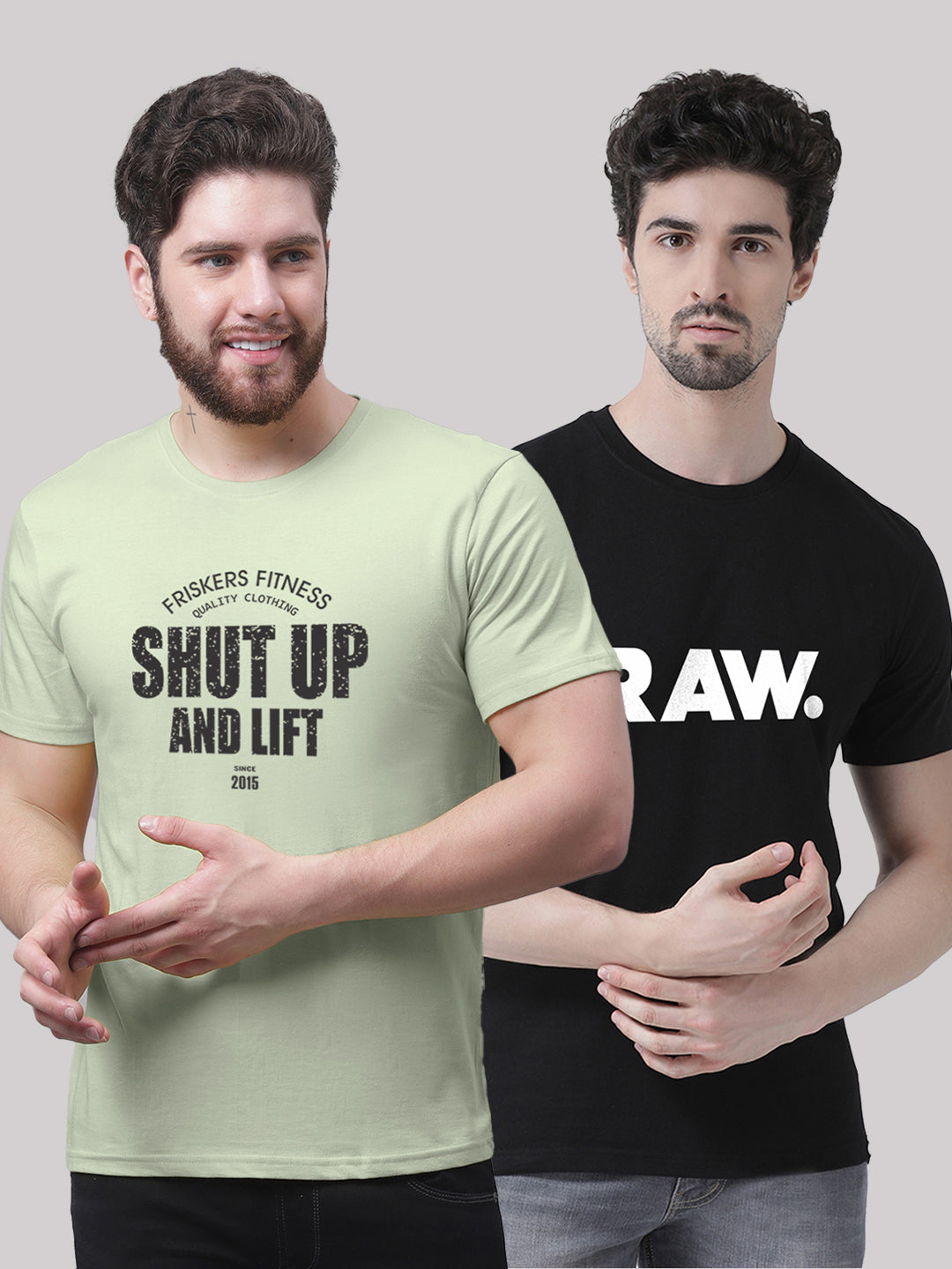 Men's Pack Of 2 Printed Half Sleeves T-Shirt - Friskers