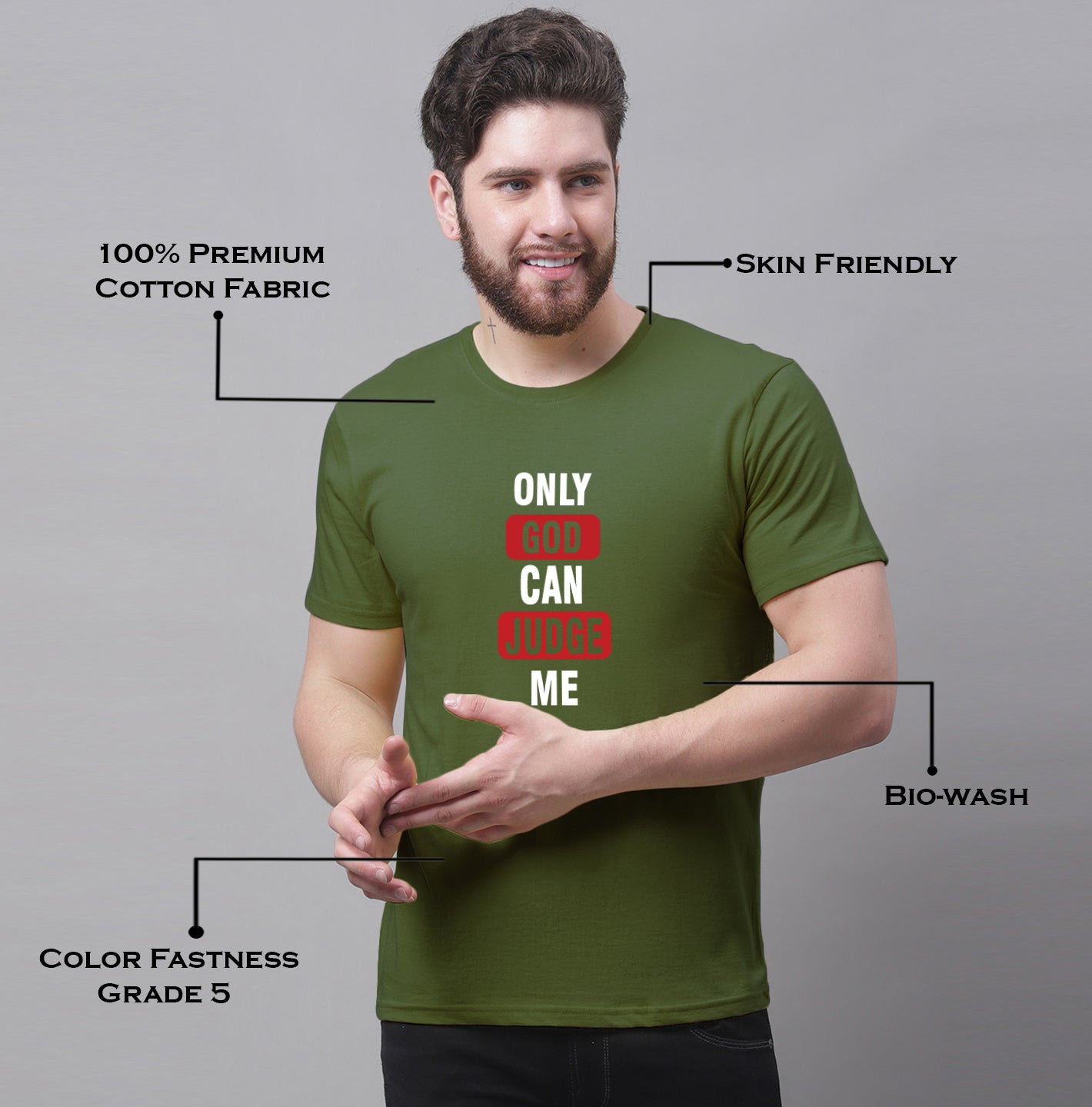 Men's Only God Can Judge Me Pure Cotton T-Shirt - Friskers
