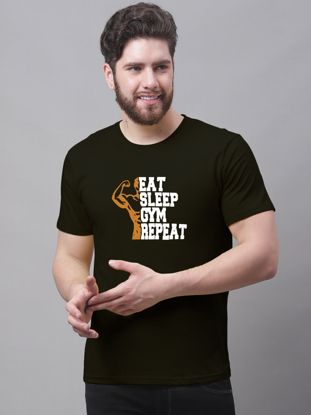 Men's Eat Sleep Gym Repeat Pure Cotton Training T-Shirt - Friskers